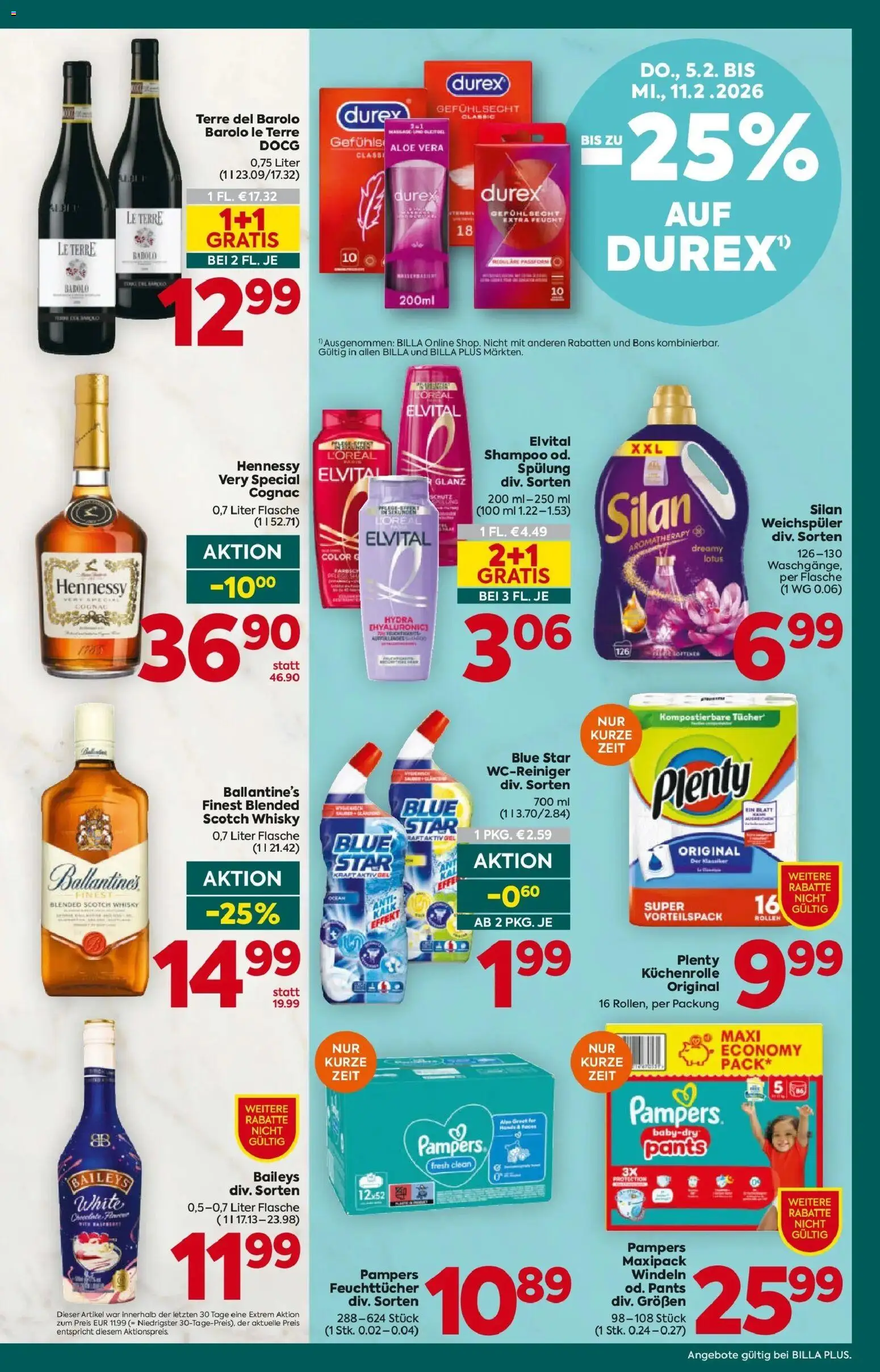 Billa Plus Flugblatt - Wien gültig ab 05.02.2026 | Seite: 15 | Produkte: Pampers, Shampoo, Spülung, Weichspüler