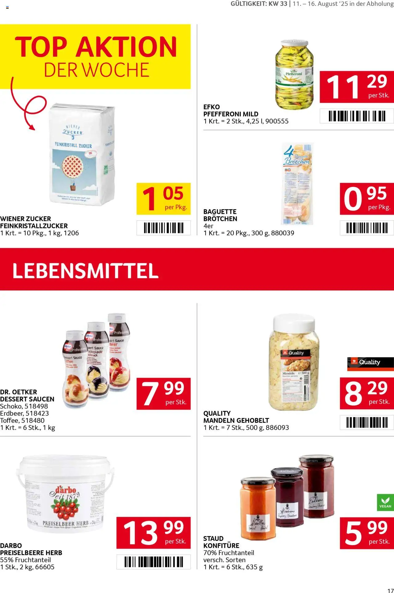 Transgourmet Flugblatt gültig ab 10.08.2025 | Seite: 17 | Produkte: Zucker, Jääkaappipakastin, Libacomb
