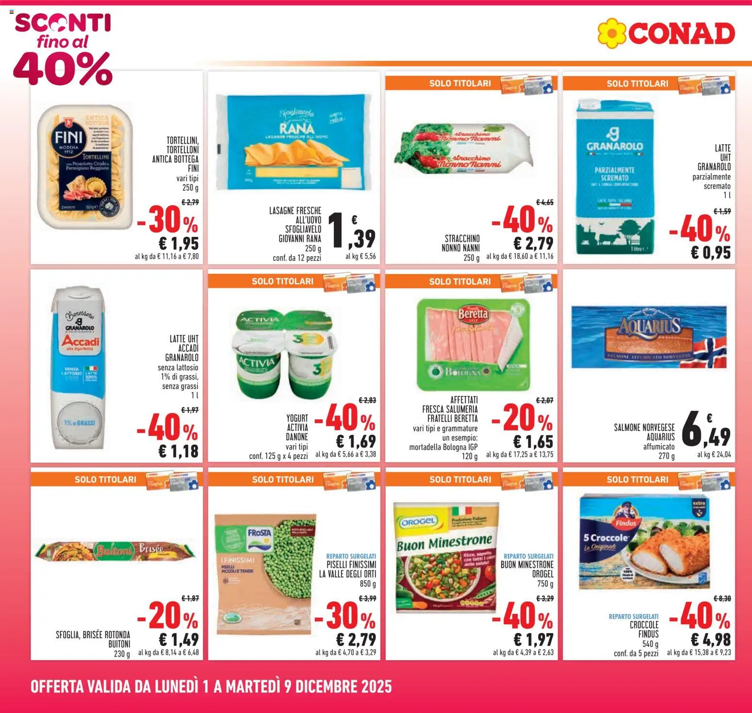 Volantino Conad del 01.12.2025 | Pagina: 2 | Prodotti: Piselli, Mortadella, Tortelloni, Parmigiano reggiano