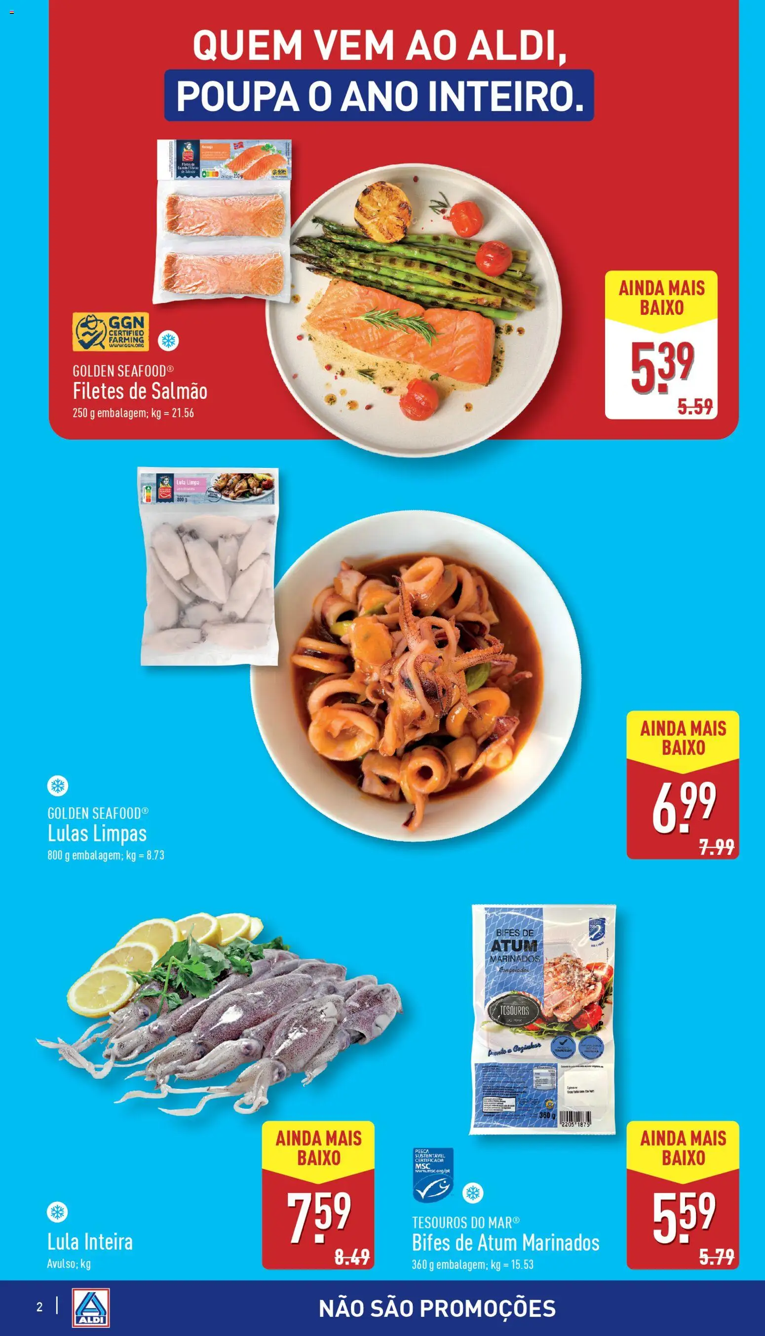 Aldi folheto │ válido de 22.10.2025 | Página: 2 | Produtos: Atum, Lulas, Salmão