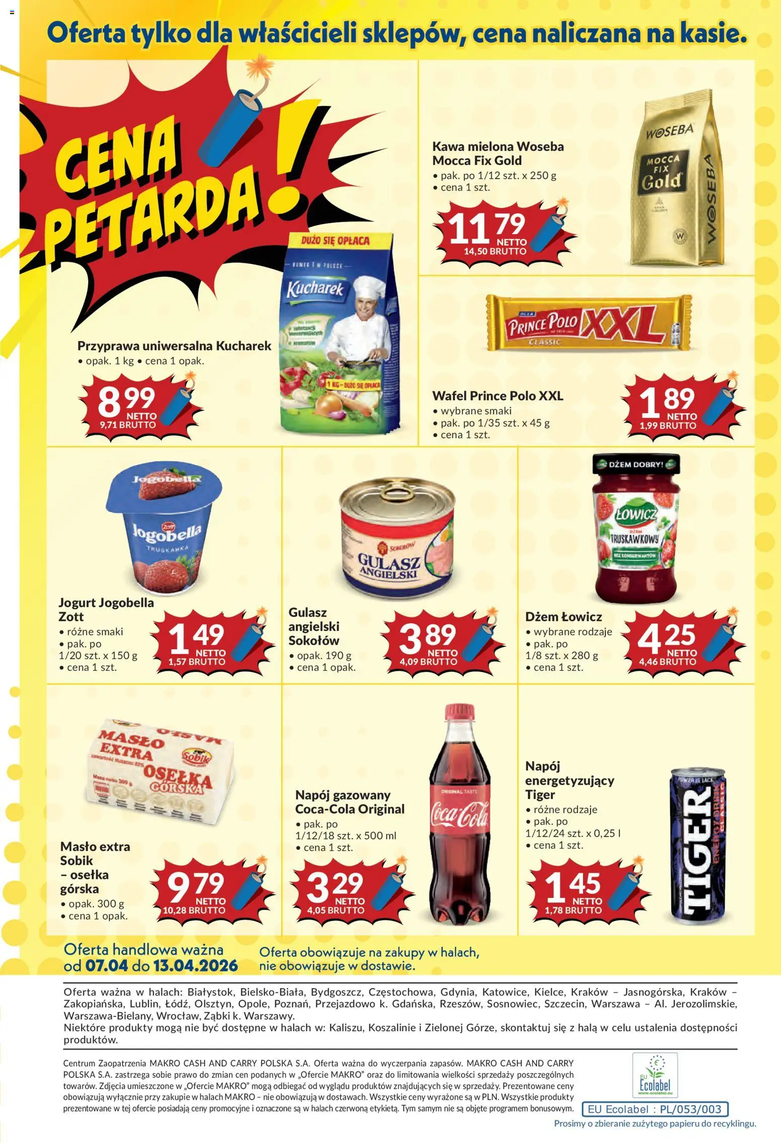 Makro gazetka od 07.04.2026 | Strona: 24 | Produkty: Osełka, Prince polo xxl, Coca cola, Kawa