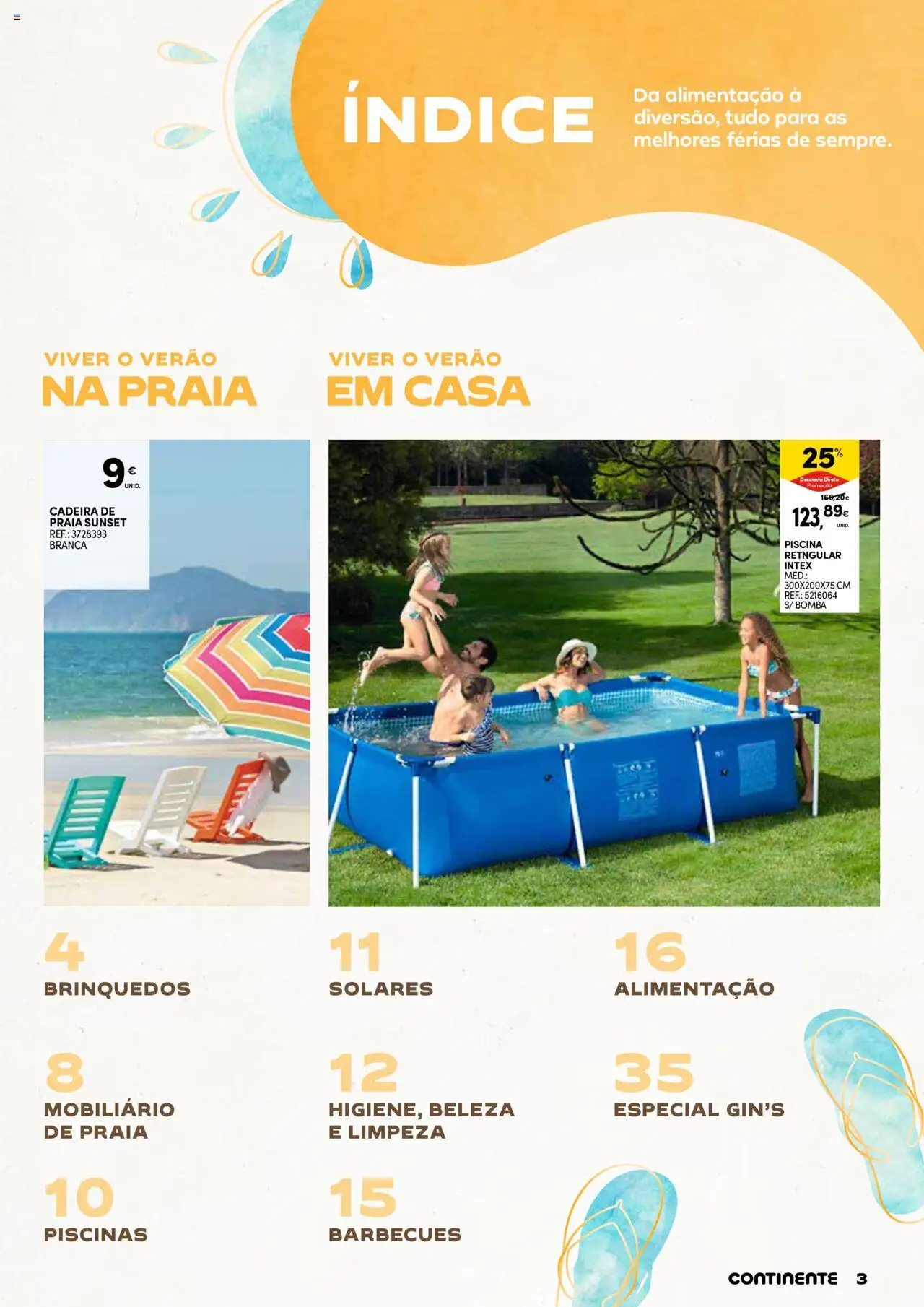 Continente - Verão │ válido de 17.06.2025 | Página: 3 | Produtos: Piscina, Cadeira de praia, Piscinas, Cadeira