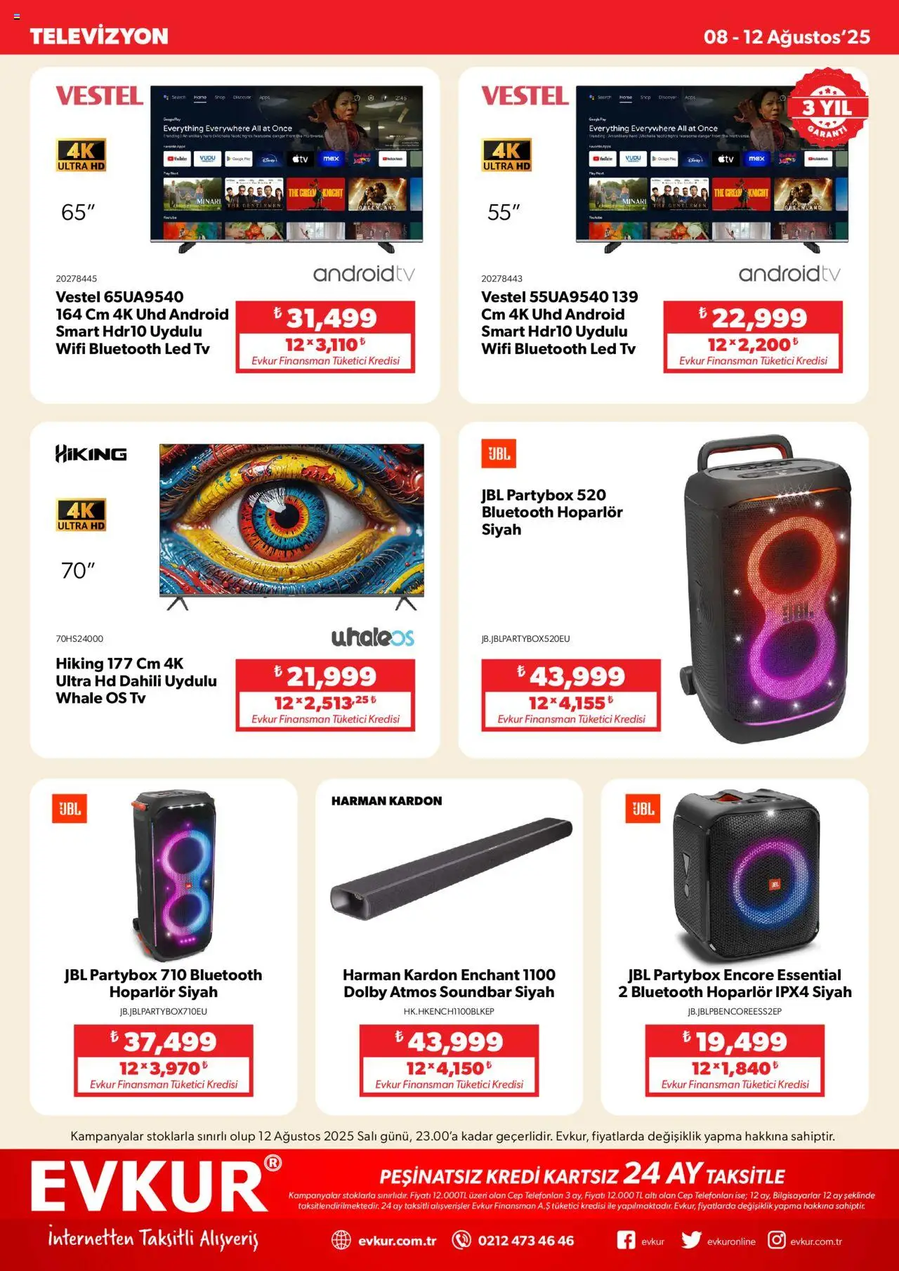Evkur Katalog - 08.08.2025 tarihinden itibaren geçerlidir | Sayfa: 4 | Ürünler: TV, Televizyon, Hoparlör
