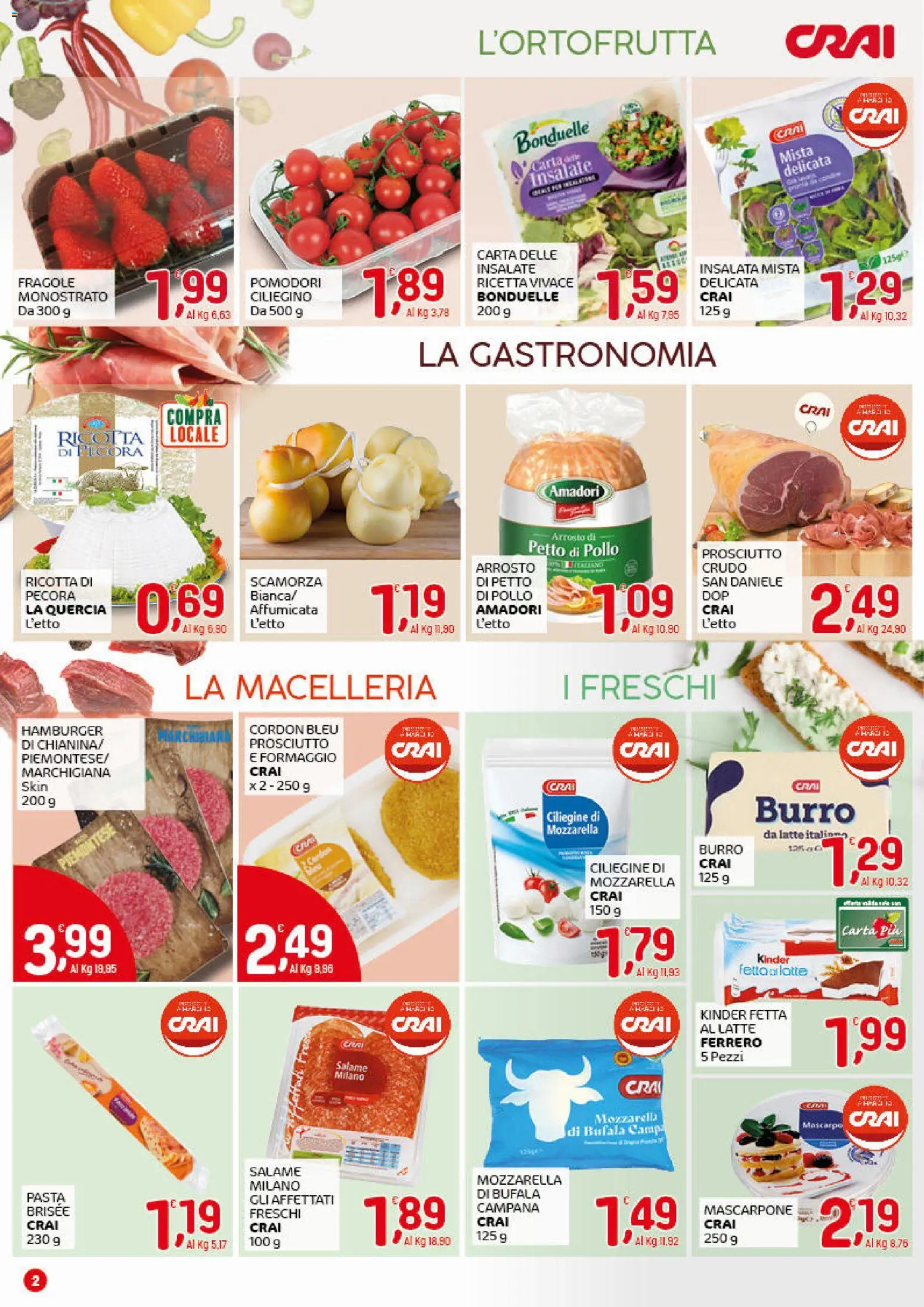 Volantino CRAI del 05.03.2026 | Pagina: 2 | Prodotti: Fragole, Mozzarella, Latte, Ricotta