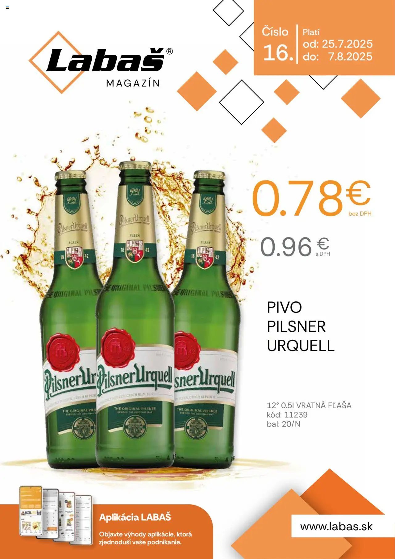 Labaš magazín │ platný od 25.07.2025 | Strana: 48 | Produkty: Pivo, Pilsner Urquell