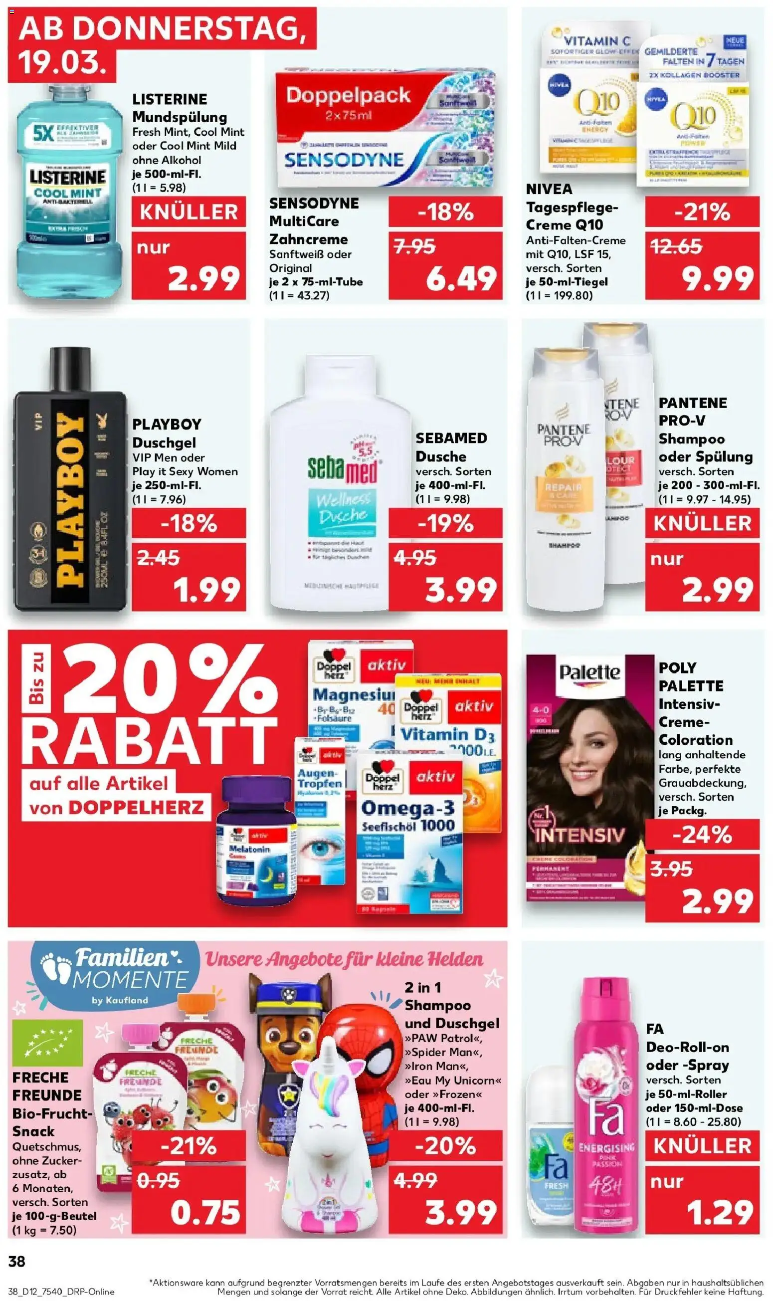 Kaufland Prospekt Oschersleben (Bode)	 – gültig ab 19.03.2026 | Seite: 38 | Produkte: Shampoo, Duschgel, Shower Gel, Listerine