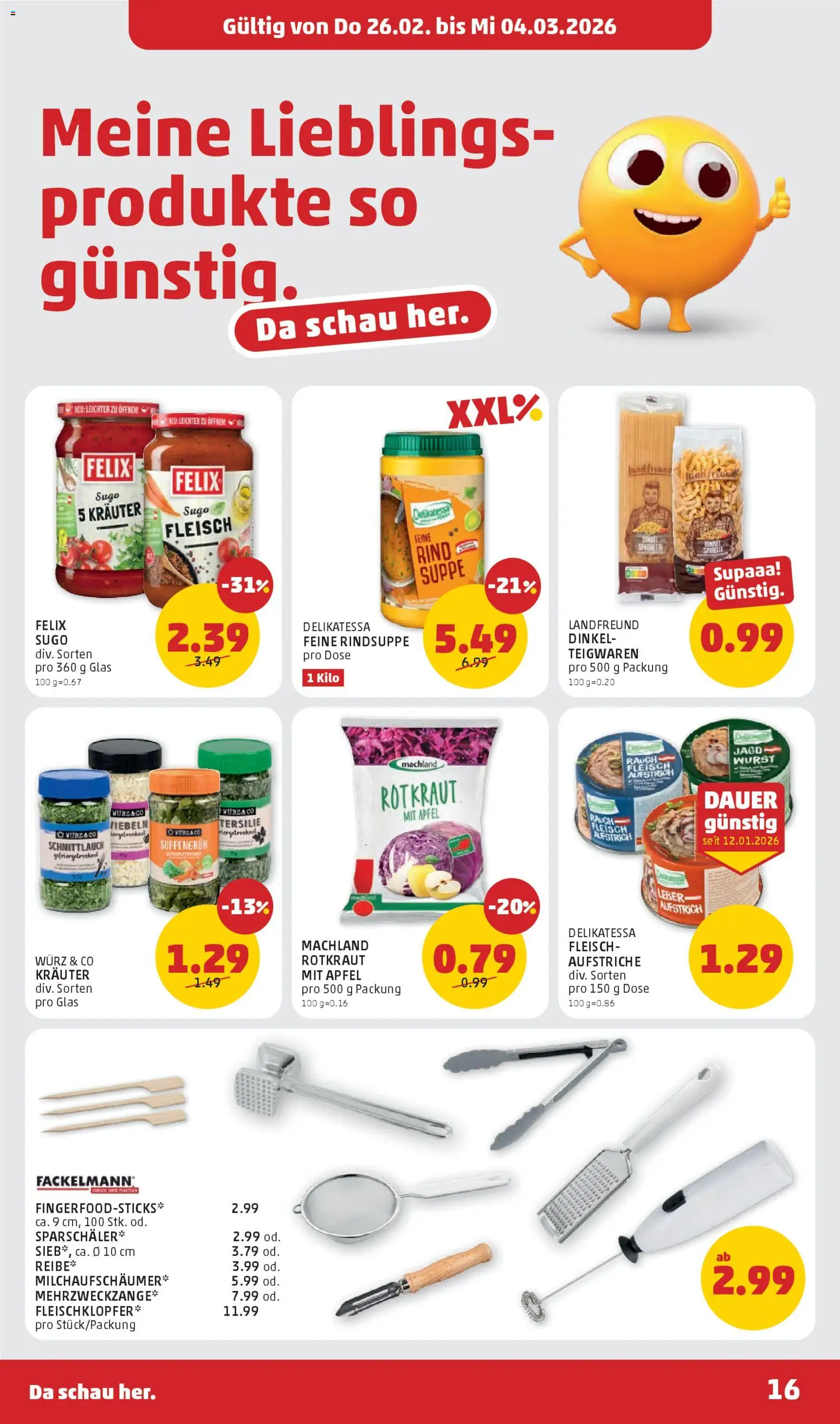Penny Markt Flugblatt gültig ab 26.02.2026 | Seite: 16 | Produkte: Wurst, Äpfel