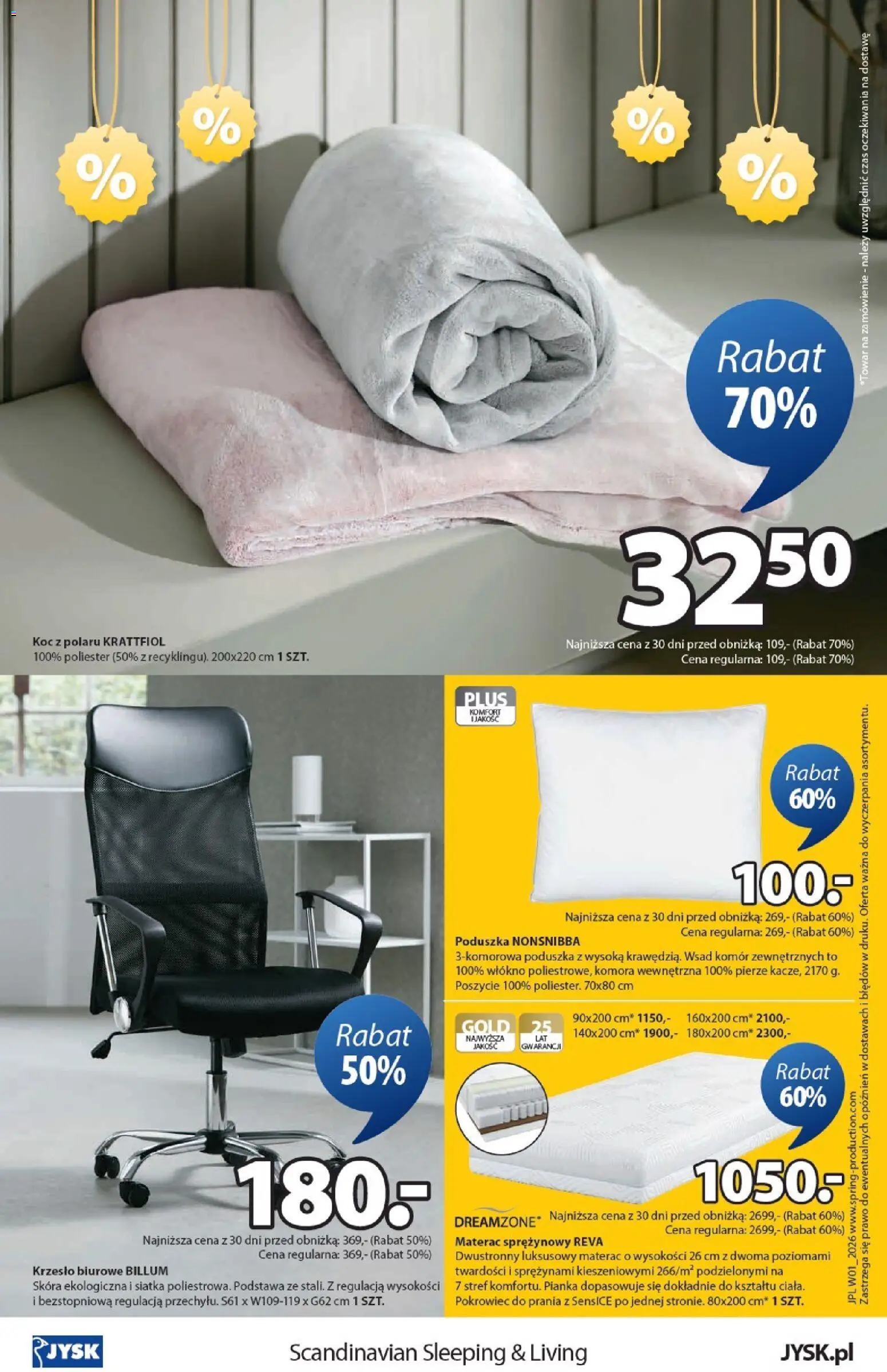 JYSK Gazetka od 31.12.2025 | Strona: 16 | Produkty: Poduszka, Koc, Krzesło, Siatka
