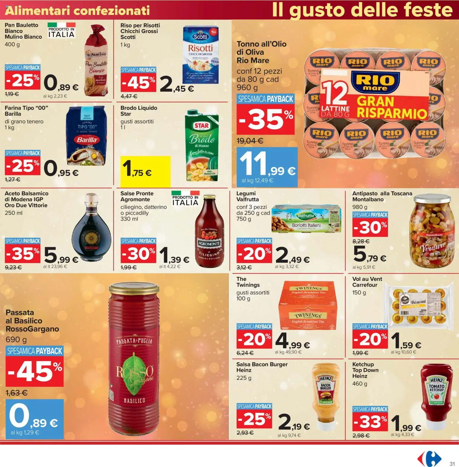Volantino Carrefour del 16.12.2025 | Pagina: 31 | Prodotti: Riso, Manzo, Ketchup, Aceto