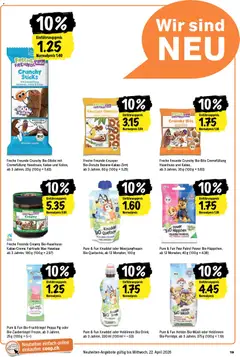Freche Freunde Knusper Bio-Donuts Banane-Kakao-Zimt, Crispy organic donuts banana-cocoa-cinnamon, from 3 years, 60 g ab 09.04.2026 gültig | Seite: 19 | Produkte: Donuts