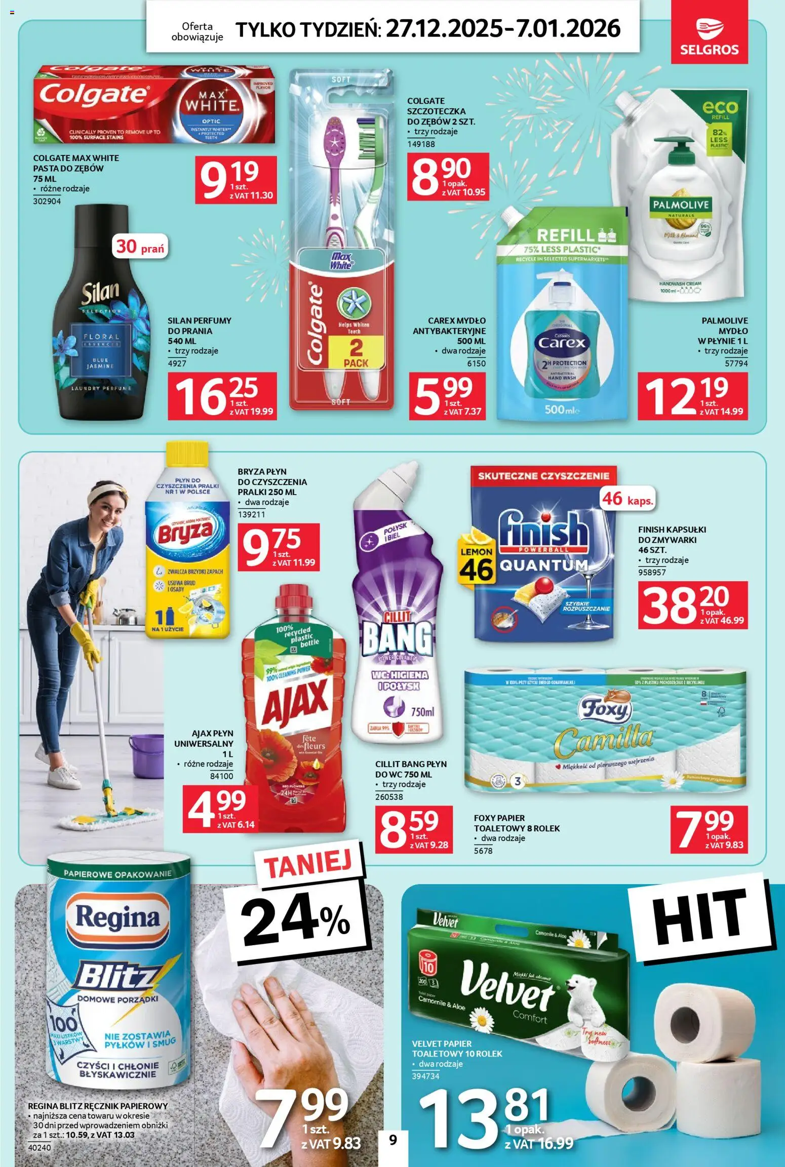 Selgros cash&carry Gazetka - Jeszcze więcej super promocji od 27.12.2025 | Strona: 9 | Produkty: Cleaner, Perfumy, Pasta do zębów, Ręcznik papierowy