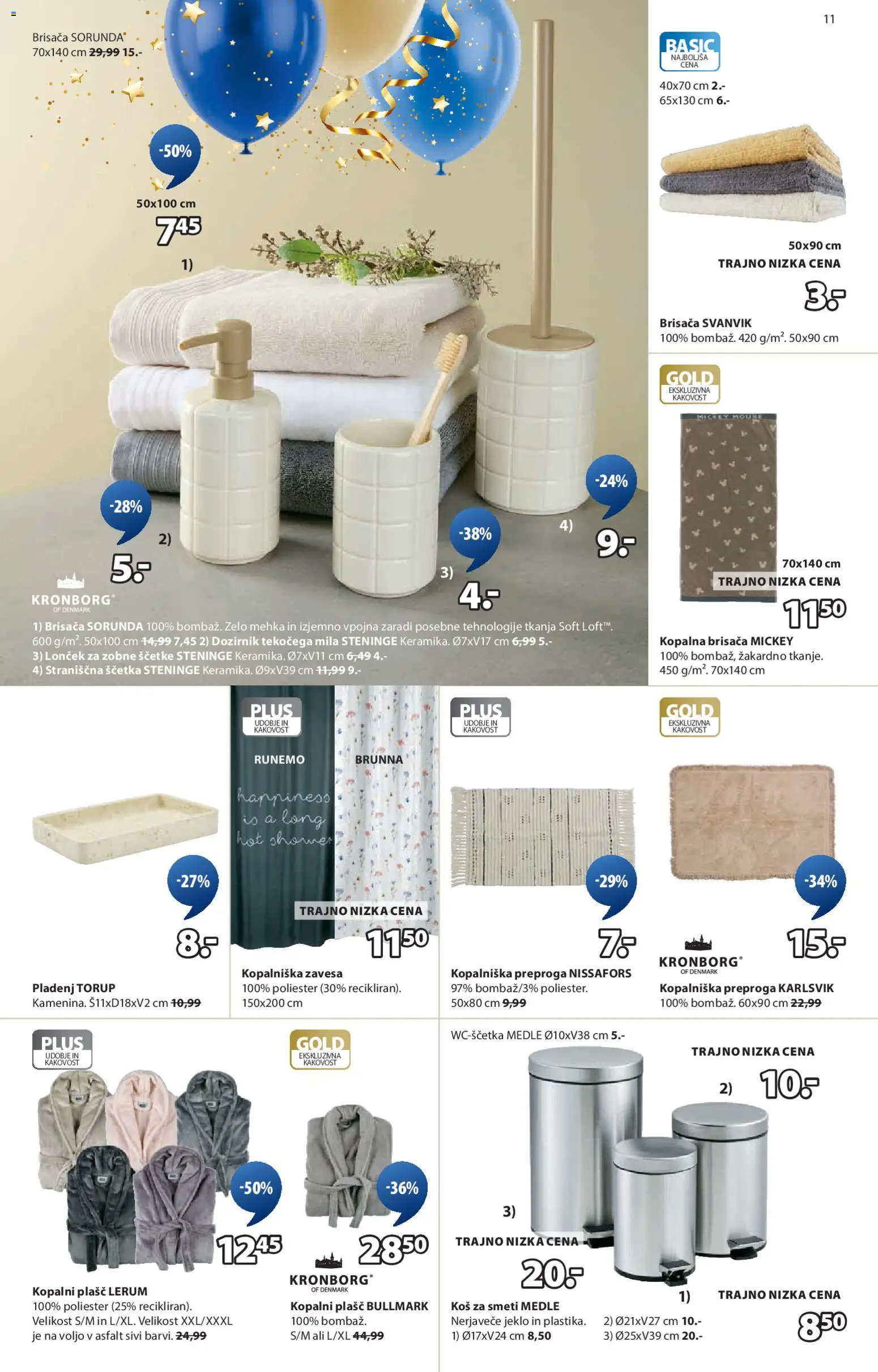 Novi JYSK katalog ponudbe – veljaven od 22.10.2025 | Stran: 11 | Izdelki: Kopalniška zavesa, Brisača, Preproga, Plasc