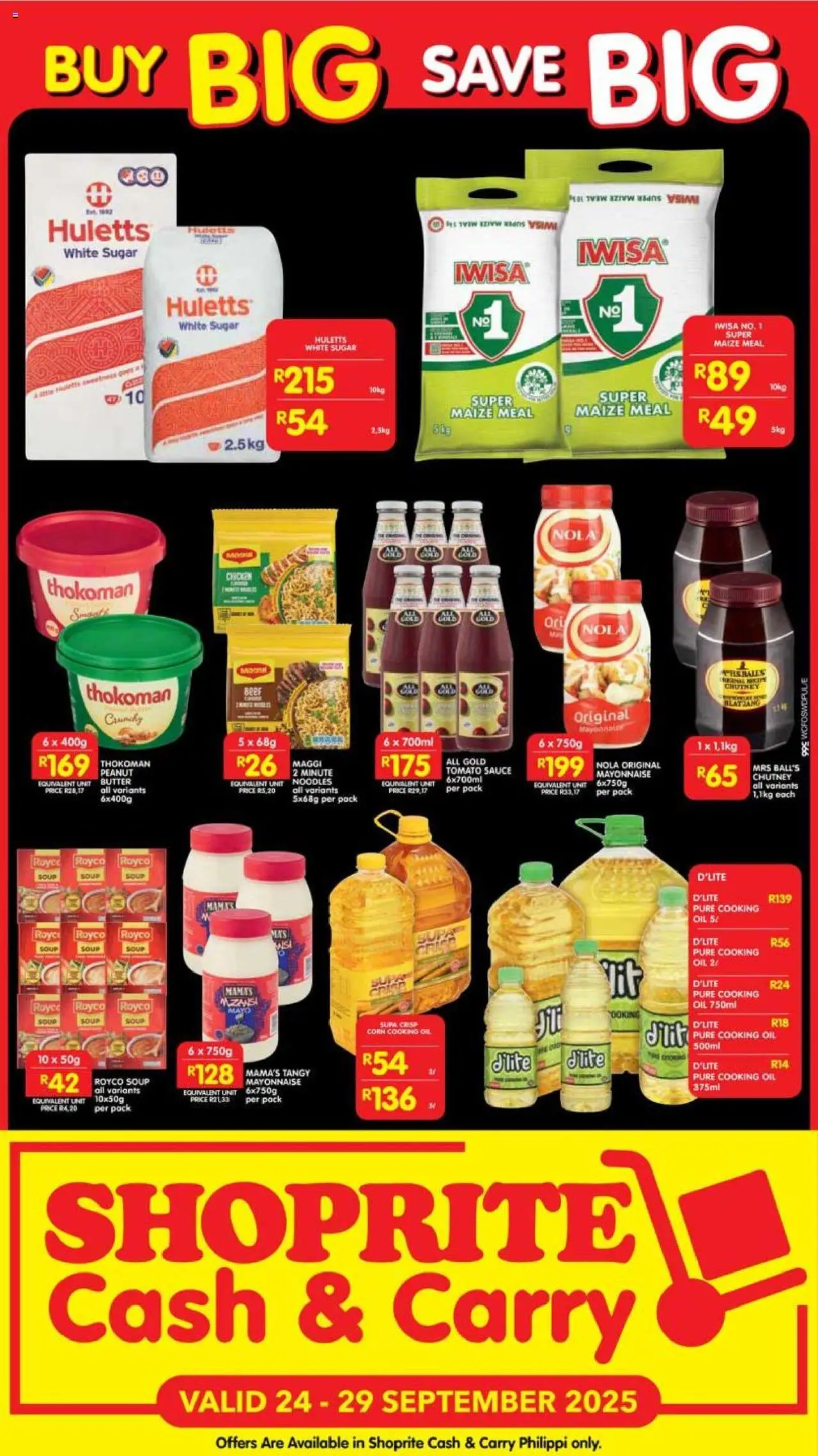 New Shoprite catalogue – valid from 24.09.2025 | Page: 2 | Products: Maize meal, Butter, Mayonnaise, Sauce