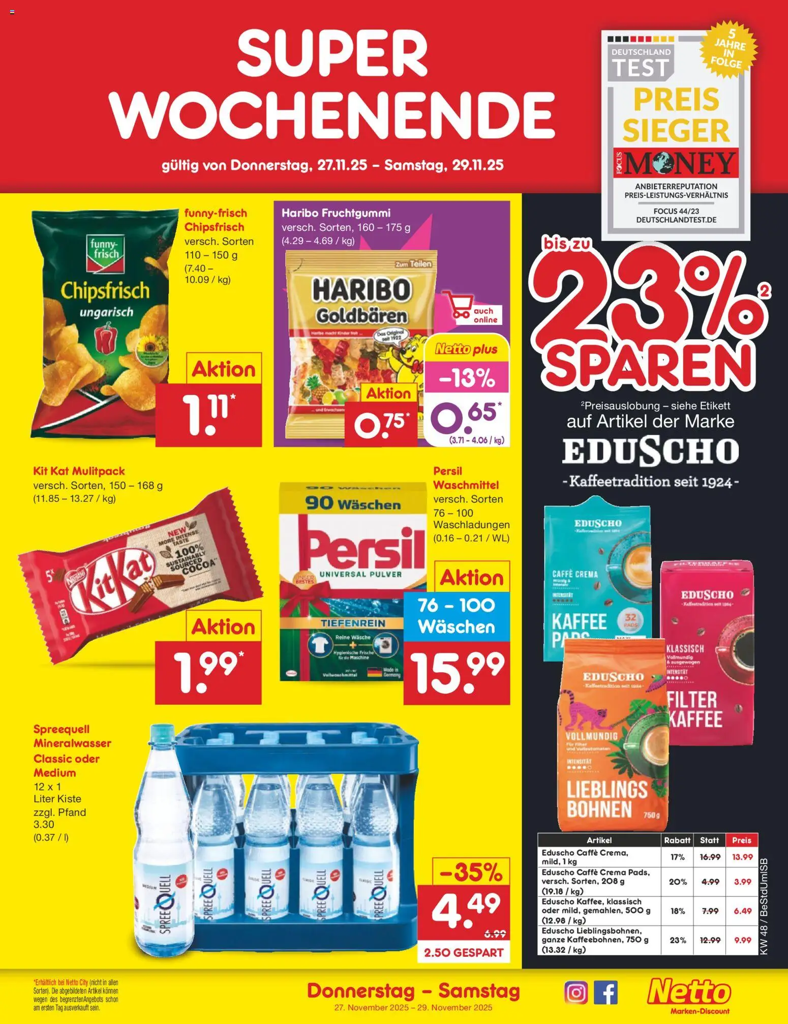 Netto Marken-Discount - Black Friday – gültig ab 24.11.2025 | Seite: 41 | Produkte: Kaffee, Mineralwasser, Eduscho, Persil