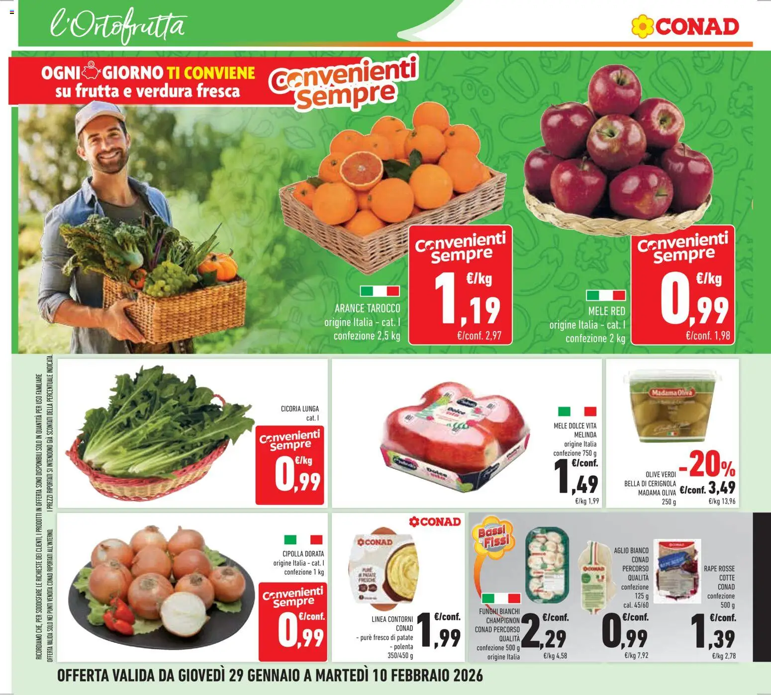 Volantino Conad del 29.01.2026 | Pagina: 6 | Prodotti: Mele, Patate, Frutta, Funghi