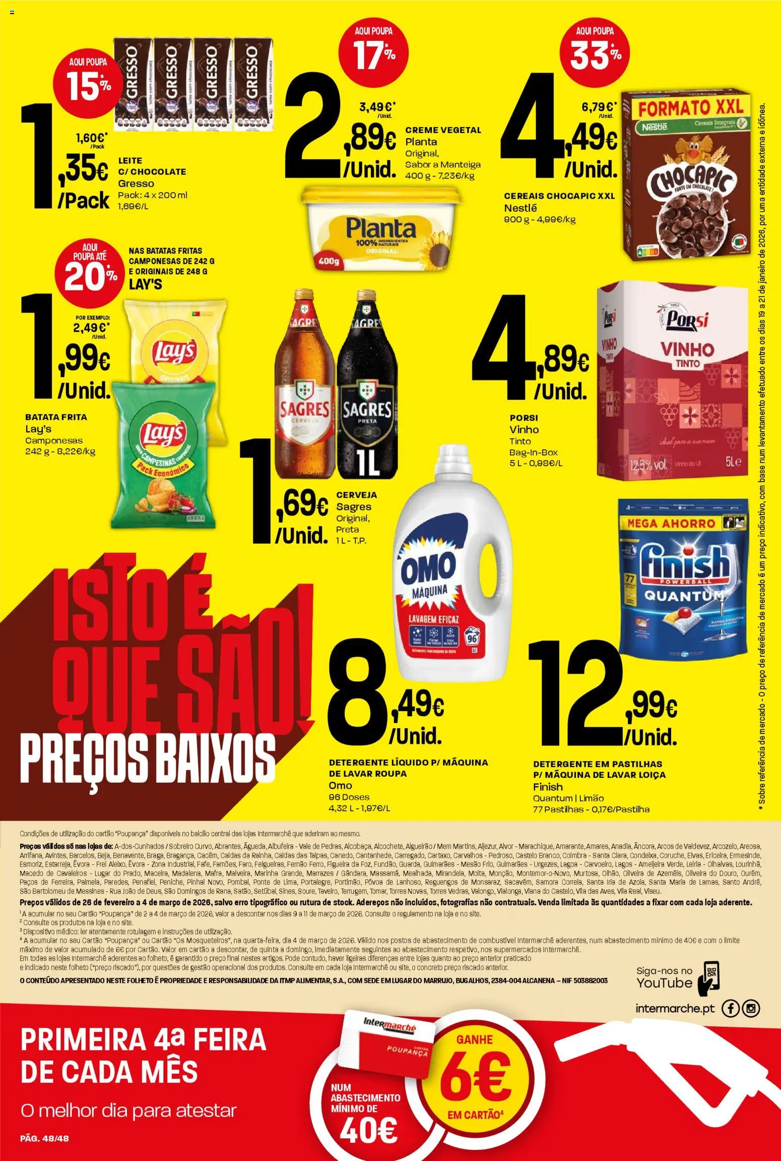 Intermarché folheto │ válido de 26.02.2026 | Página: 48 | Produtos: Máquina de lavar, Base, Cerveja, Cereais