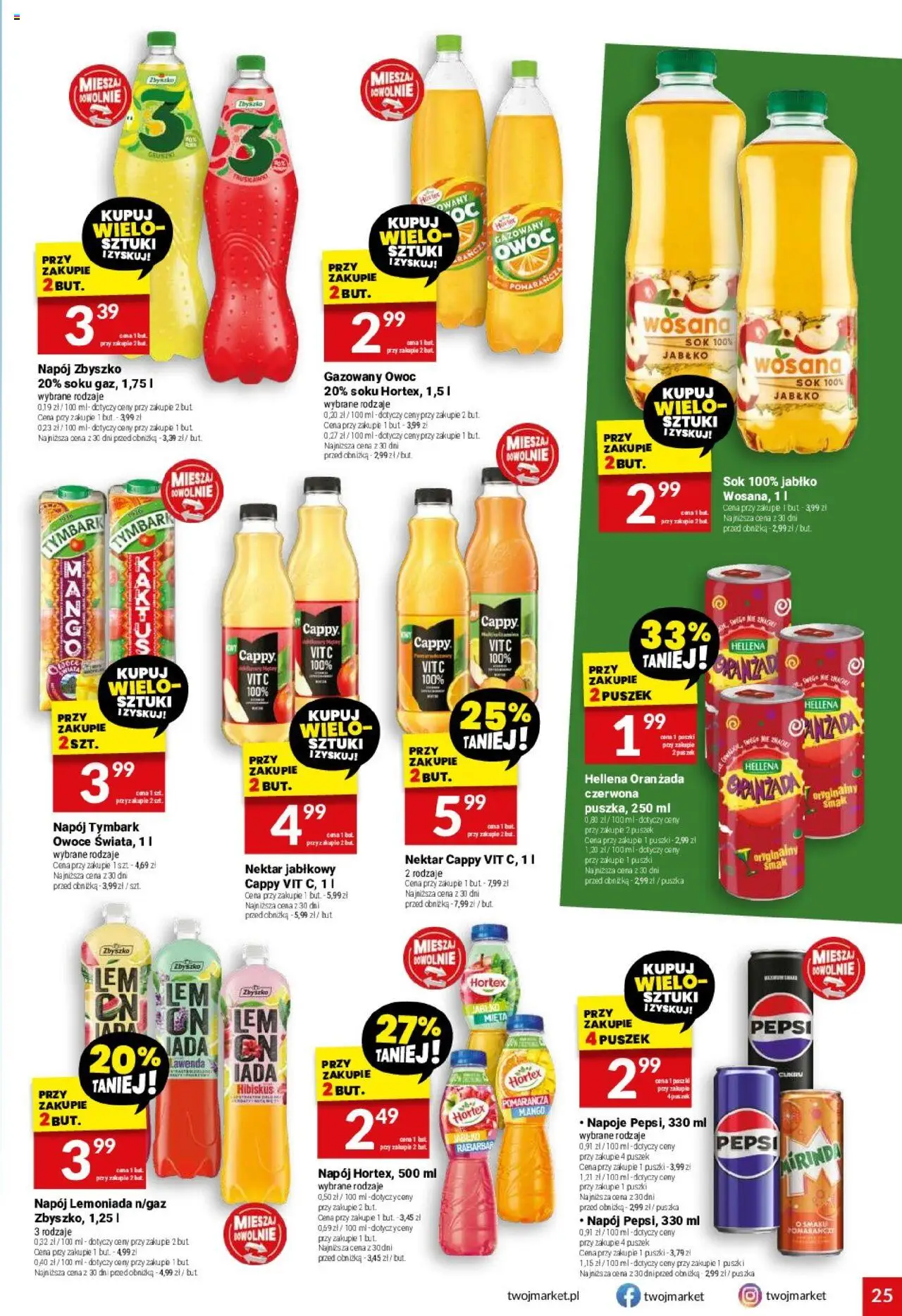 Twój Market Gazetka od 10.09.2025 | Strona: 25 | Produkty: Mango, Pepsi, Gin, Owoce