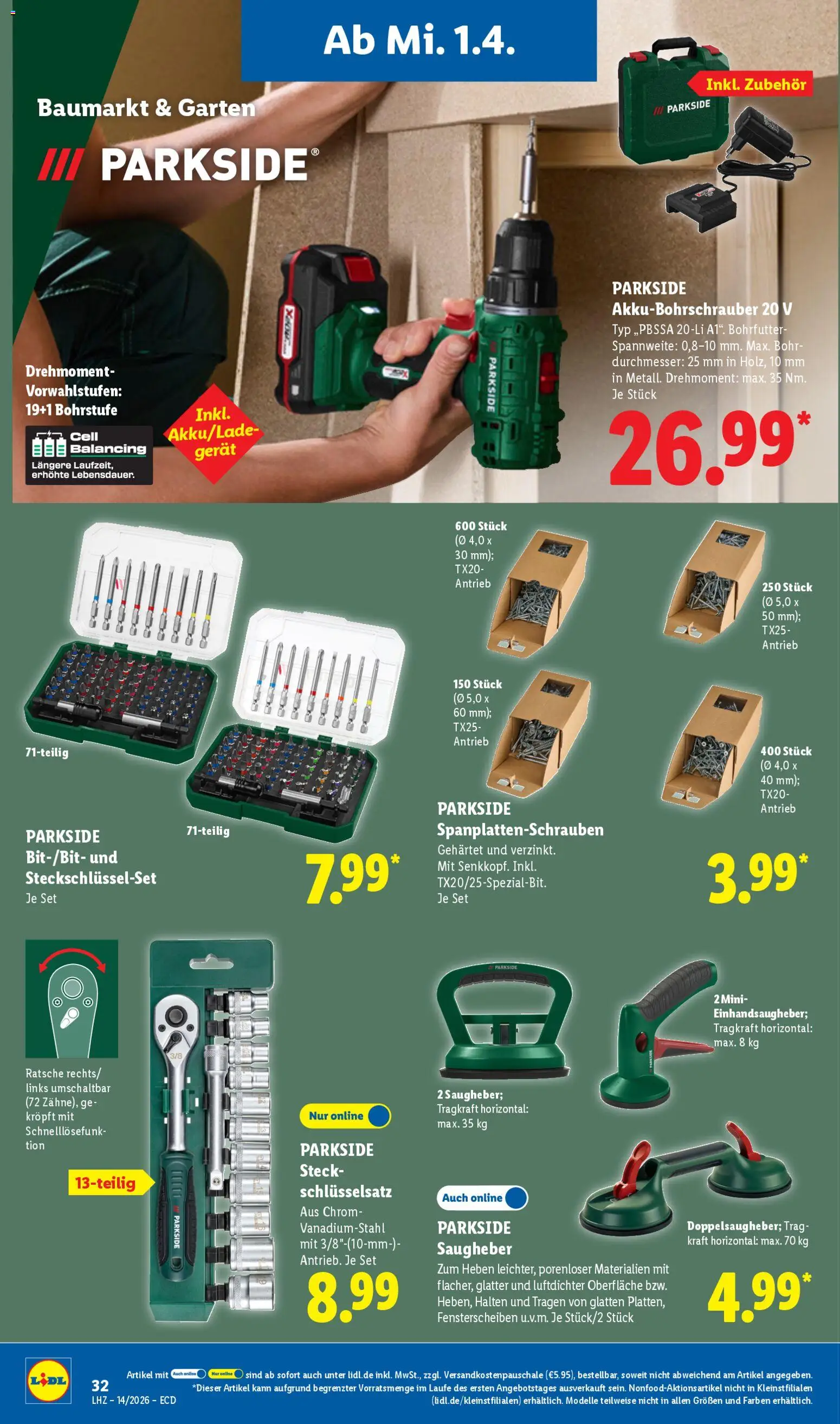 Lidl Německo leták od 30.03.2026 | Strana: 26 | Produkty: Parkside