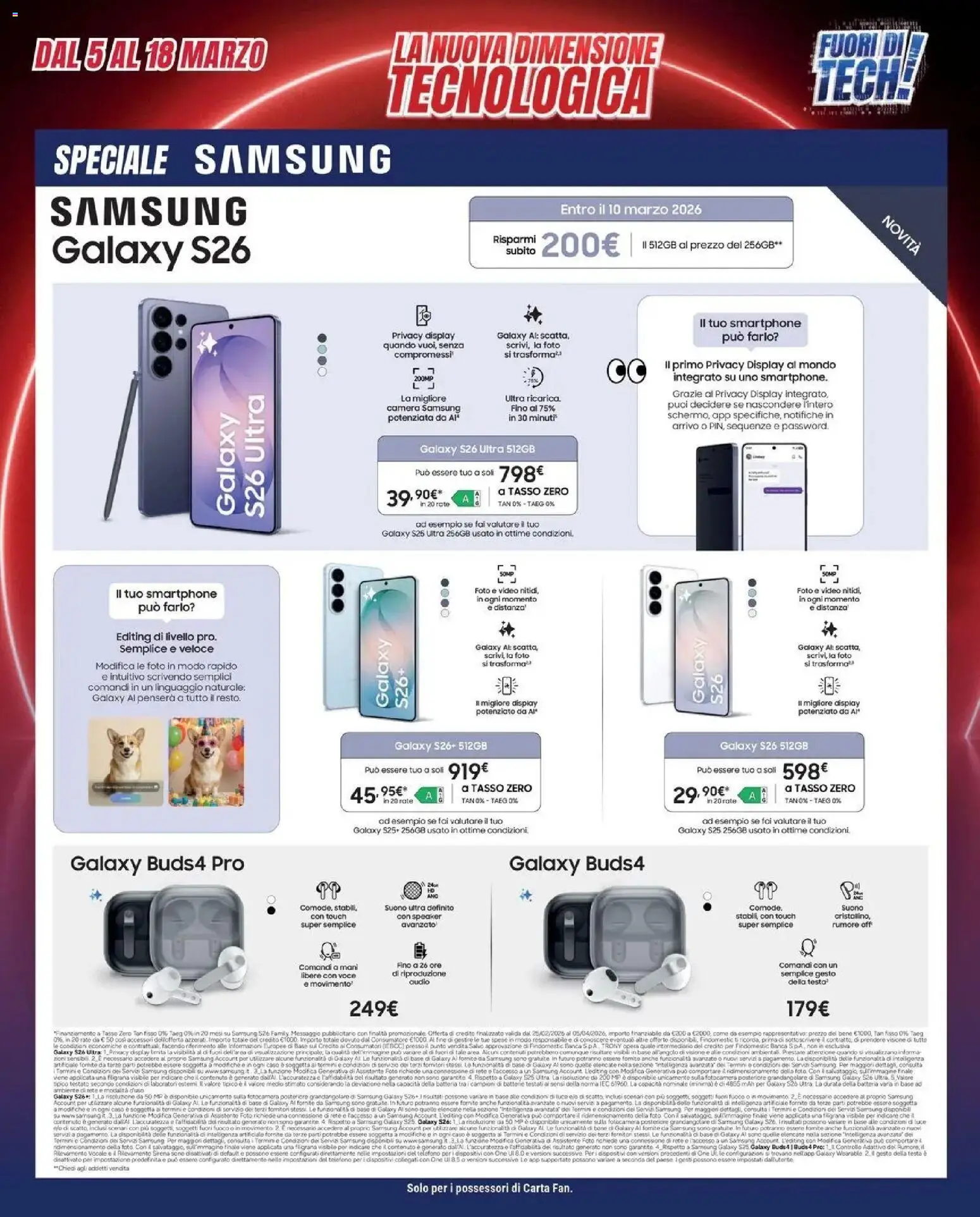 Volantino Trony del 04.03.2026 | Pagina: 38 | Prodotti: Smartphone, Video, Fotocamera, Samsung