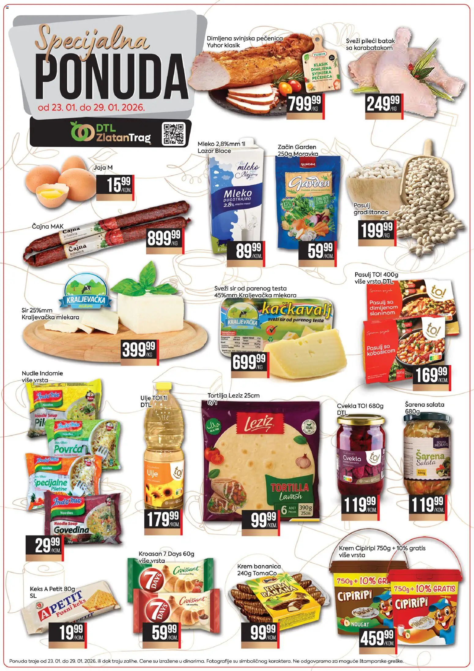 Zlatan Trag katalog - važi od 23.01.2026 | Strana: 1 | Proizvode: Keks, Tortilja, Jaja, Ulje