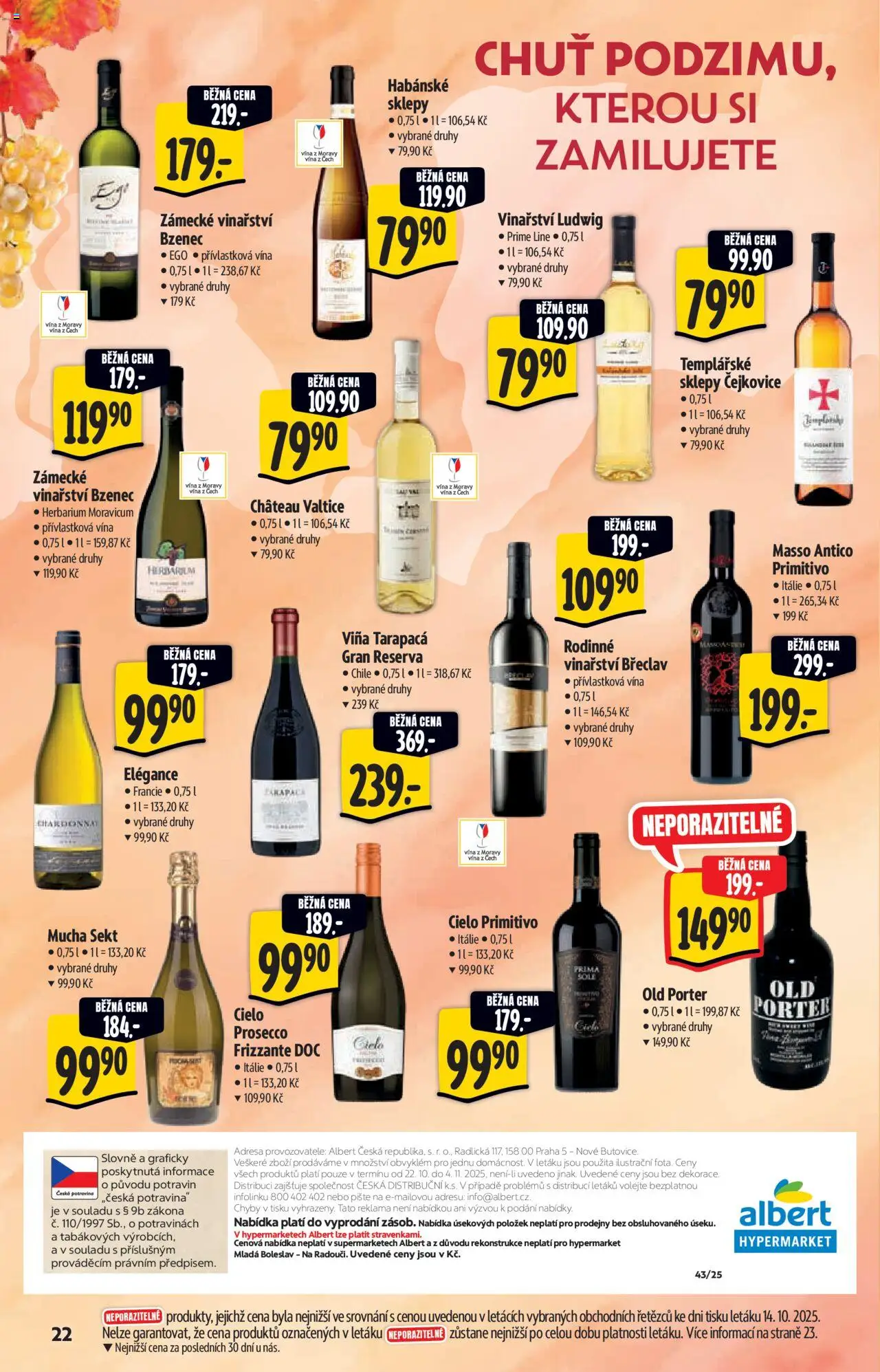 Albert katalog - Hypermarket od 22.10.2025 | Strana: 22 | Produkty: Old porter, Primitivo, Sekt, Mucha sekt