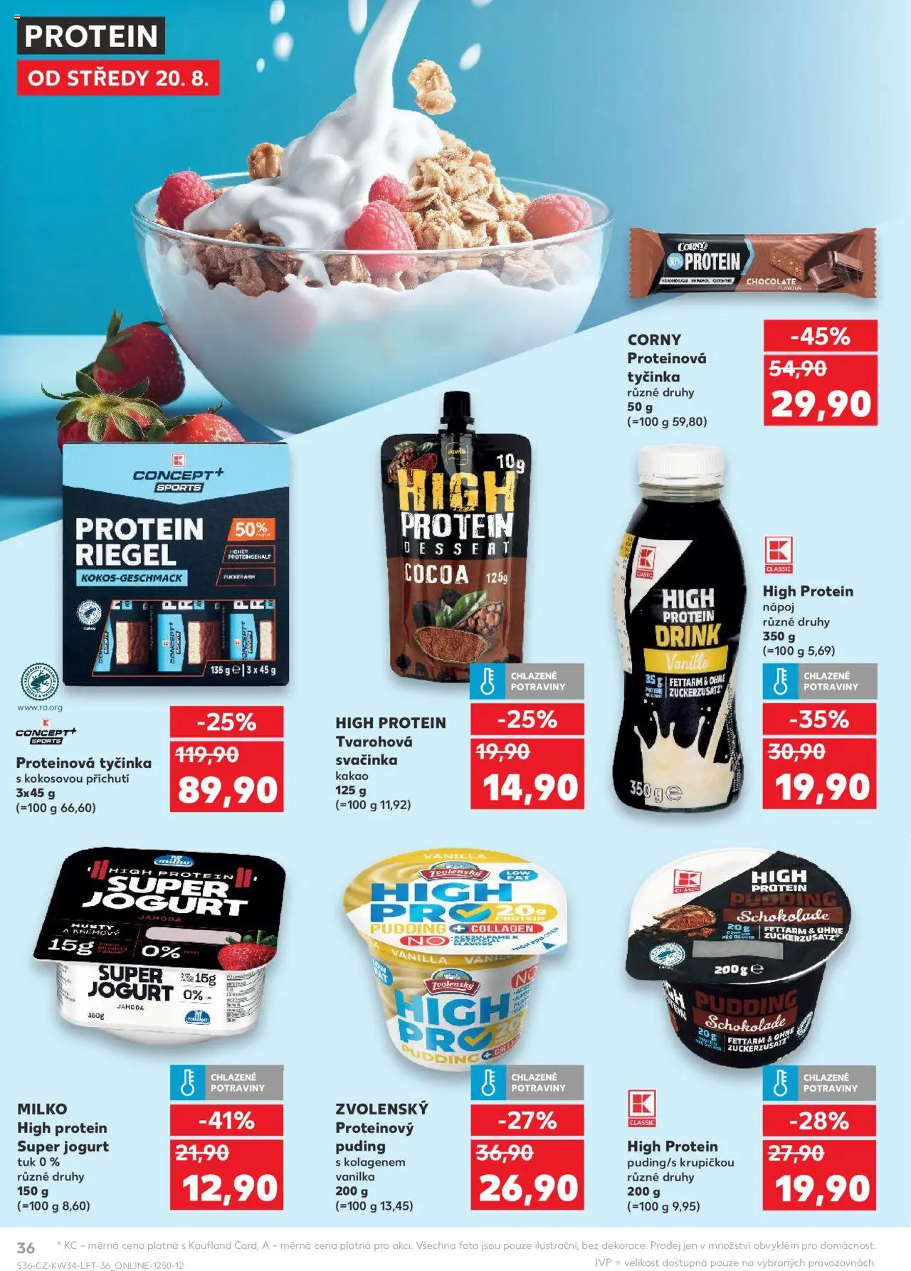 Kaufland leták - Brno od 20.08.2025 | Strana: 36 | Produkty: Proteinový puding, Puding, Protein pudding, Protein