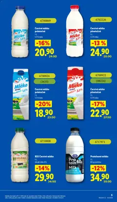 Náhled letáku Lidl leták - Trvale snížené ceny od 11.02.2026 | Strana: 5 | Produkty: Mléko polotučné, Mléko, Plnotučné mléko