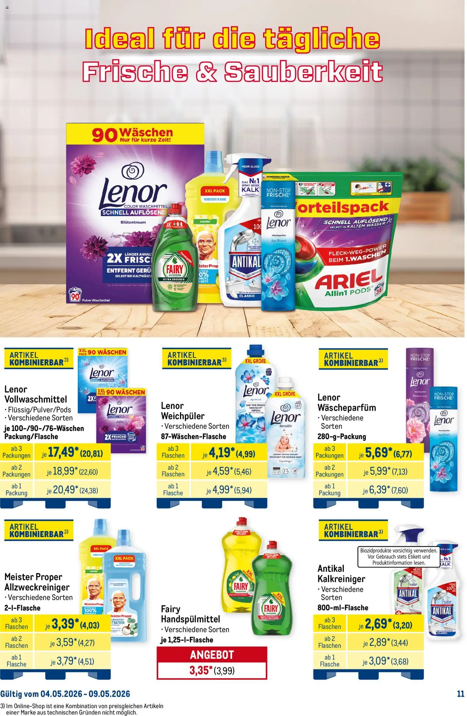 Metro Starke Marken – gültig ab 04.05.2026 | Seite: 11 | Produkte: Lenor, Ariel, Wasser, Waschmittel