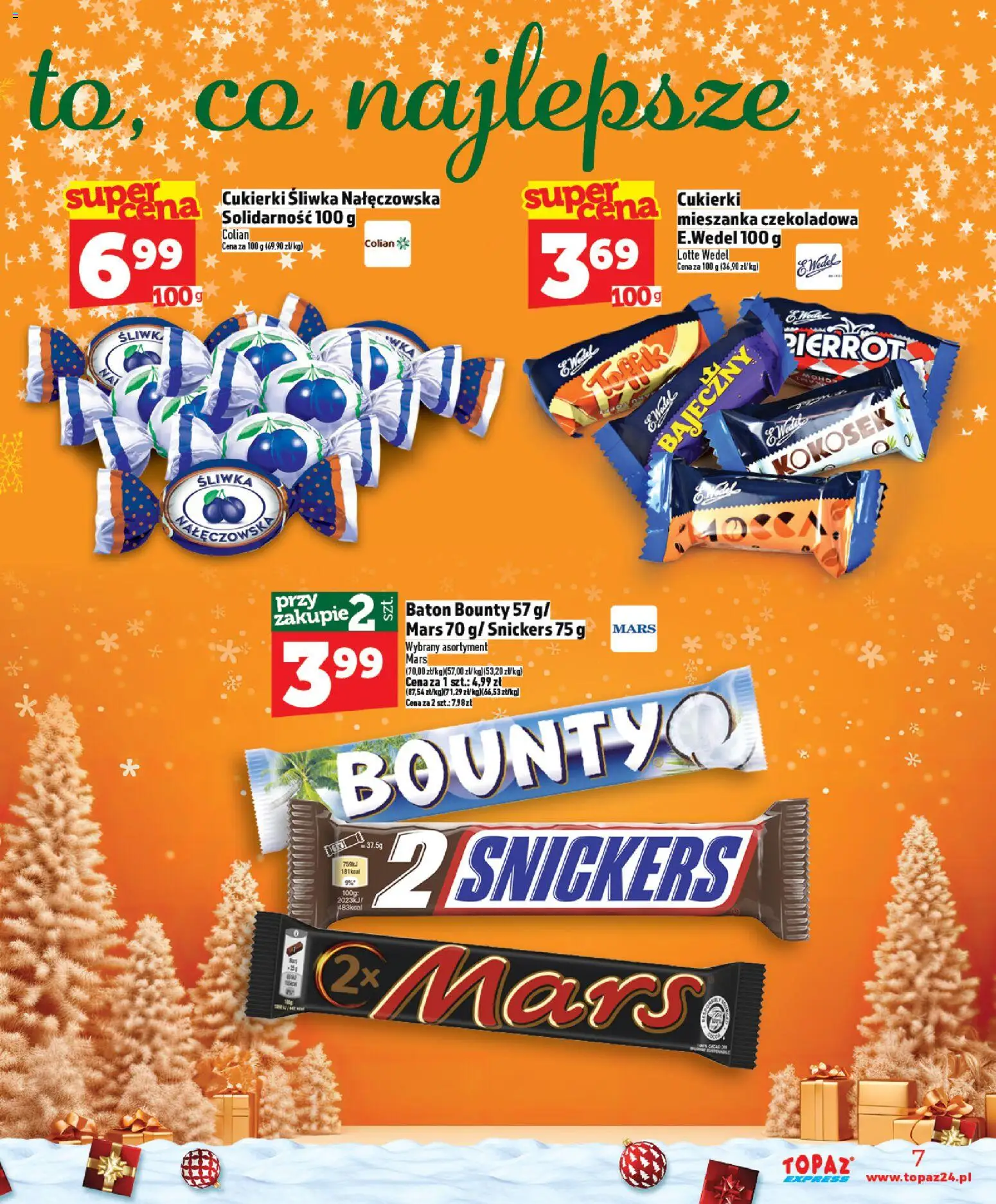 Topaz Gazetka - Express od 11.12.2025 | Strona: 7 | Produkty: Czekoladowa, Śliwka nałęczowska, Baton, Cukierki