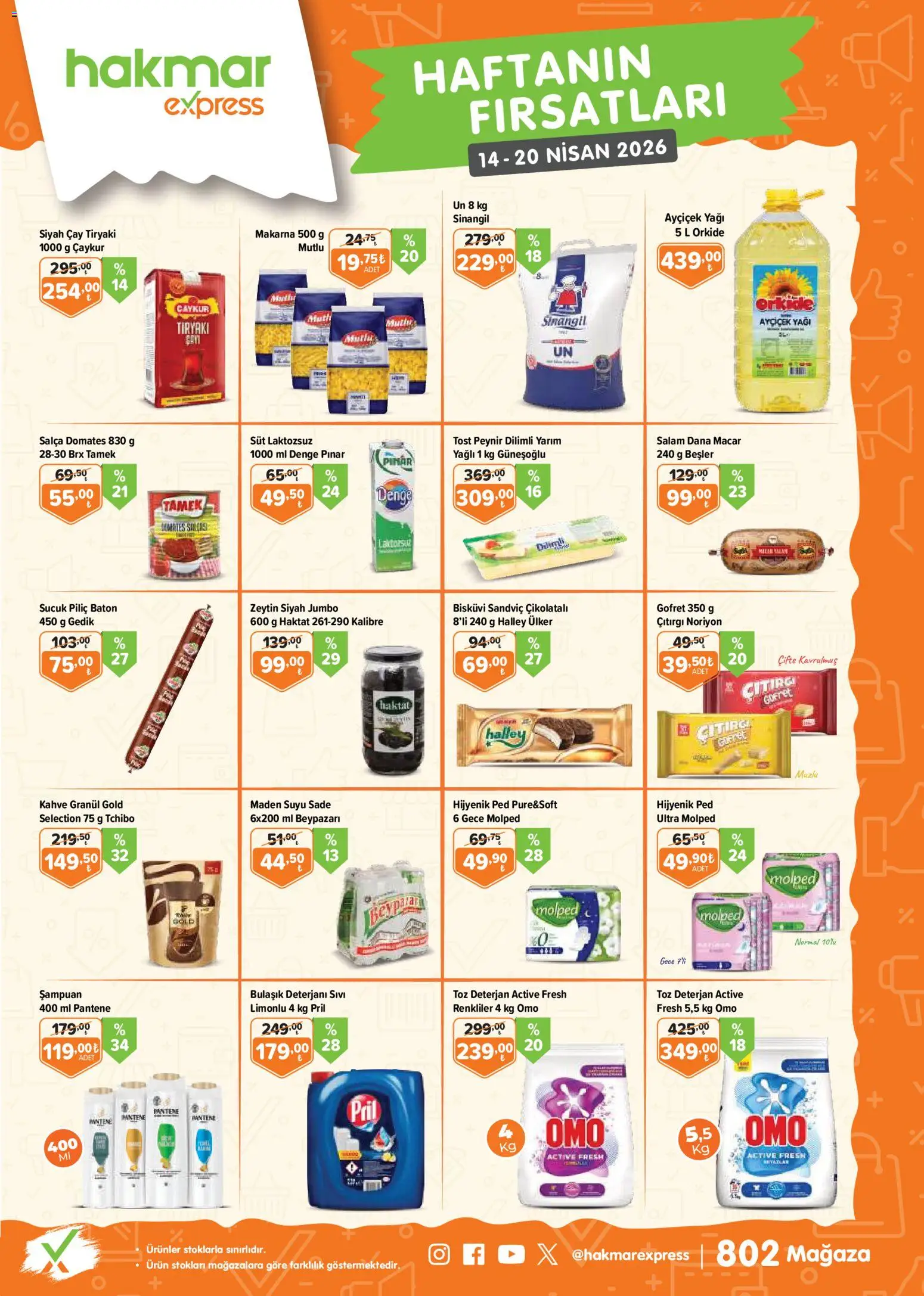 Hakmar Express Katalog - 14.04.2026 tarihinden itibaren geçerlidir | Sayfa: 1 | Ürünler: Süt, Çay, Zeytin, Sucuk