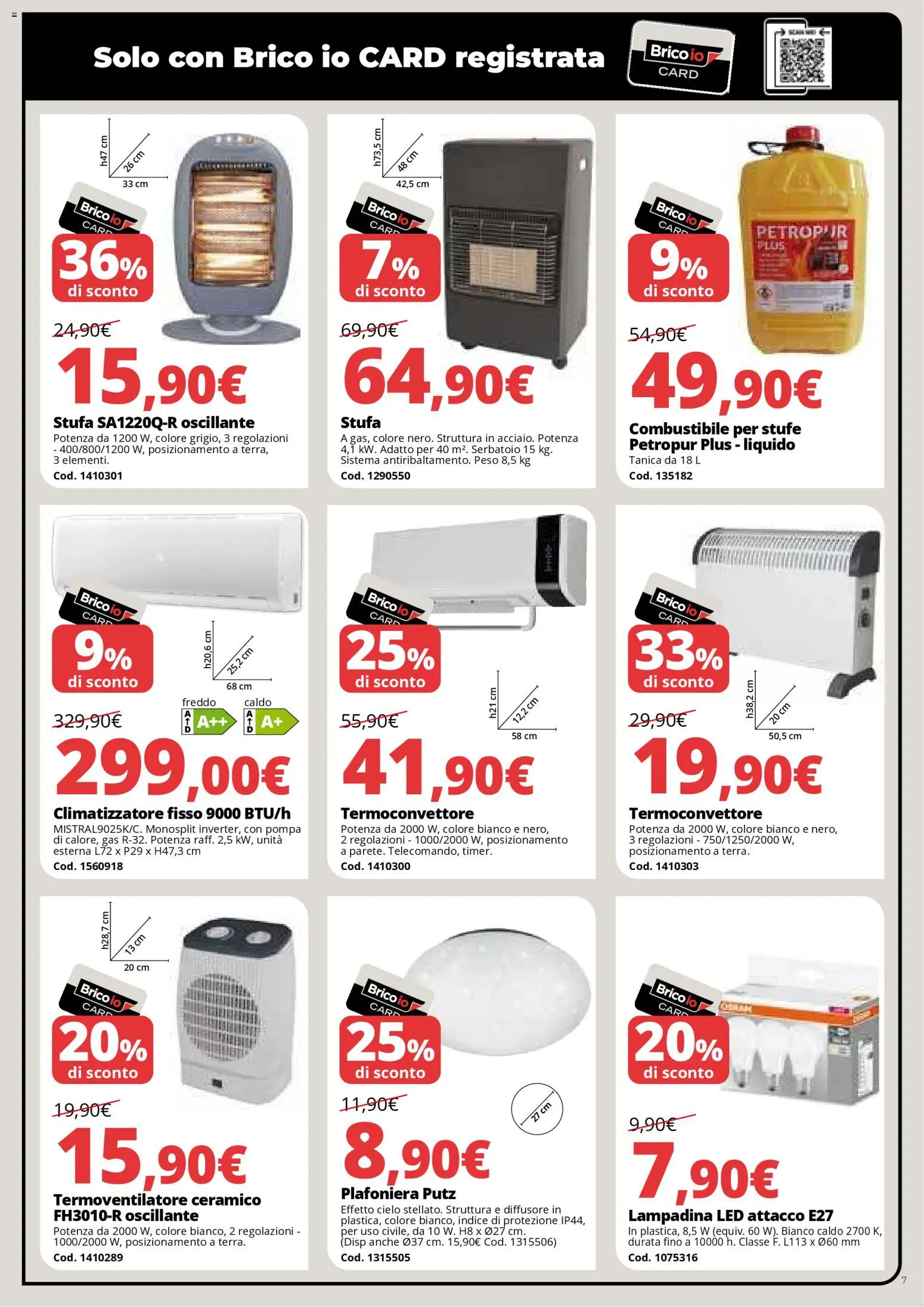 Volantino Brico io del 08.01.2026 | Pagina: 7 | Prodotti: Climatizzatore, Stufa, Tanica
