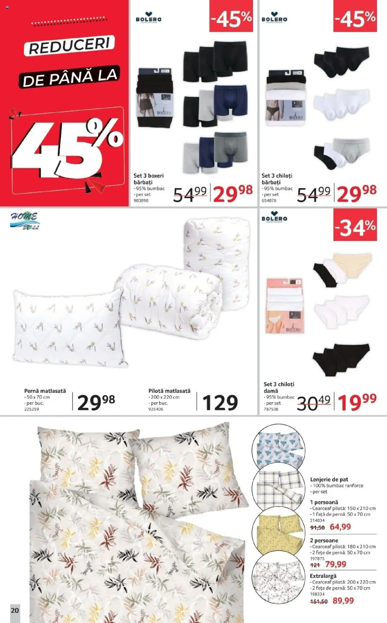 Noul catalog Selgros – valabil de la 17.10.2025 | Pagină: 20 | Produse: Lenjerie de pat, Pernă, Pilotă, Boxeri
