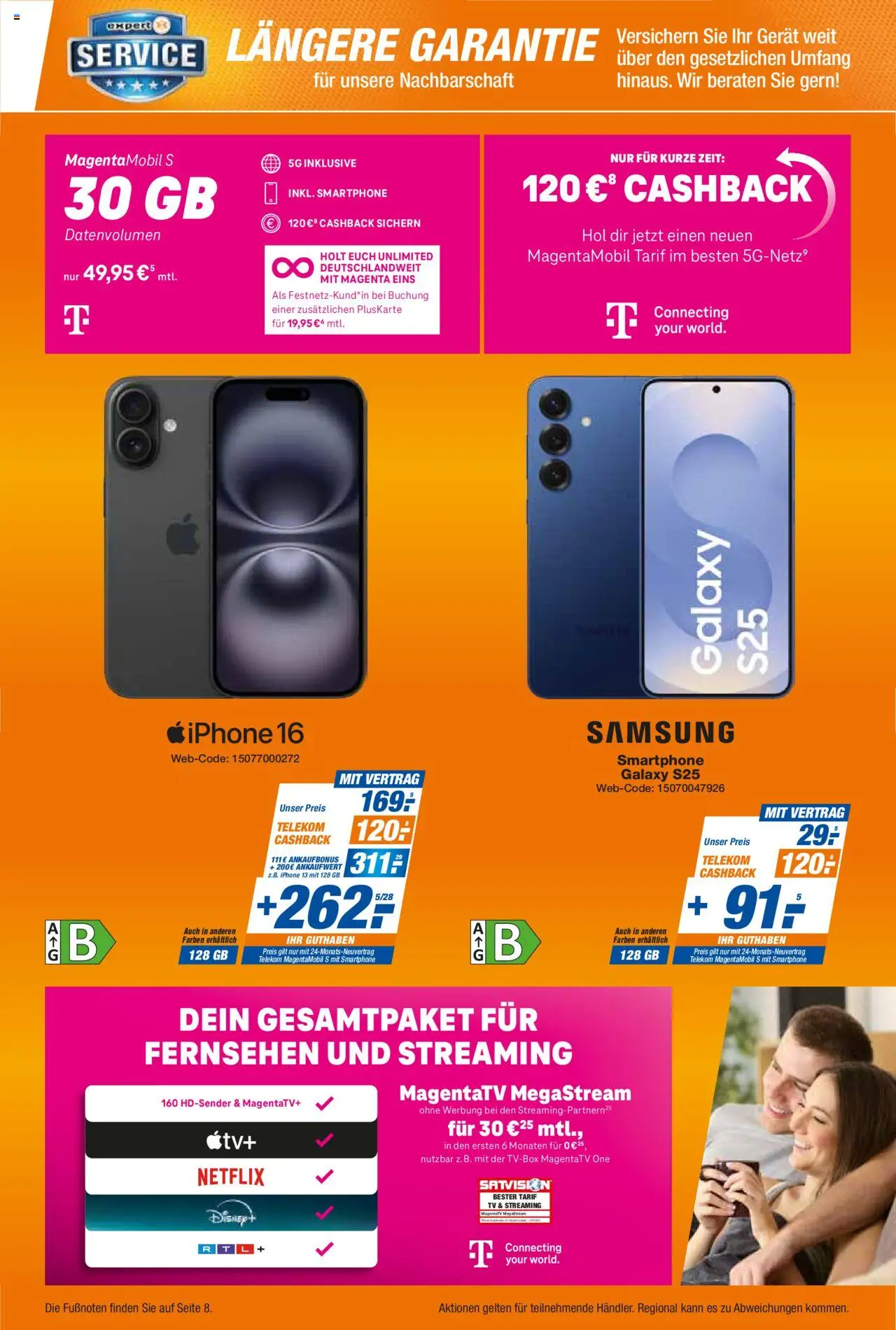 Expert Smarthphone Highlights im August - gültig ab dem 01.08.2025 | Seite: 3 | Produkte: Fernsehen, Samsung, Smartphone, TV