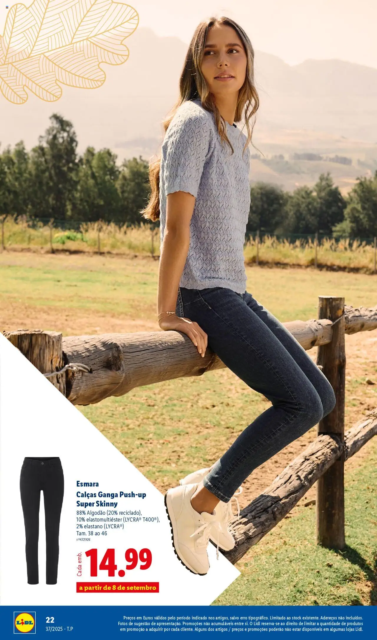 Lidl - Coleção Outono │ válido de 08.09.2025 | Página: 22 | Produtos: Jeans, Algodão, Calças