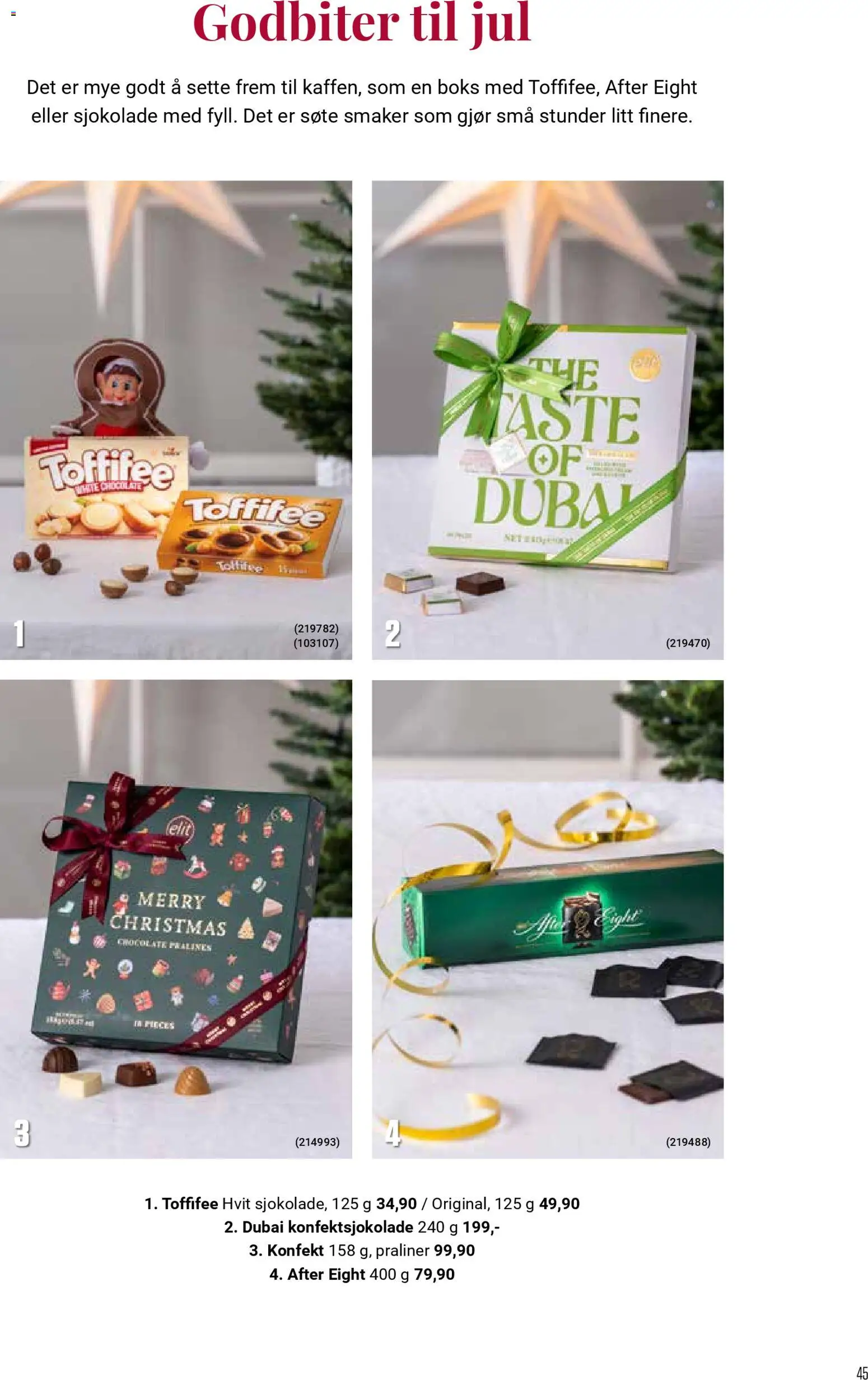 {H1} | Side: 45 | Produkter: Sjokolade, Boks