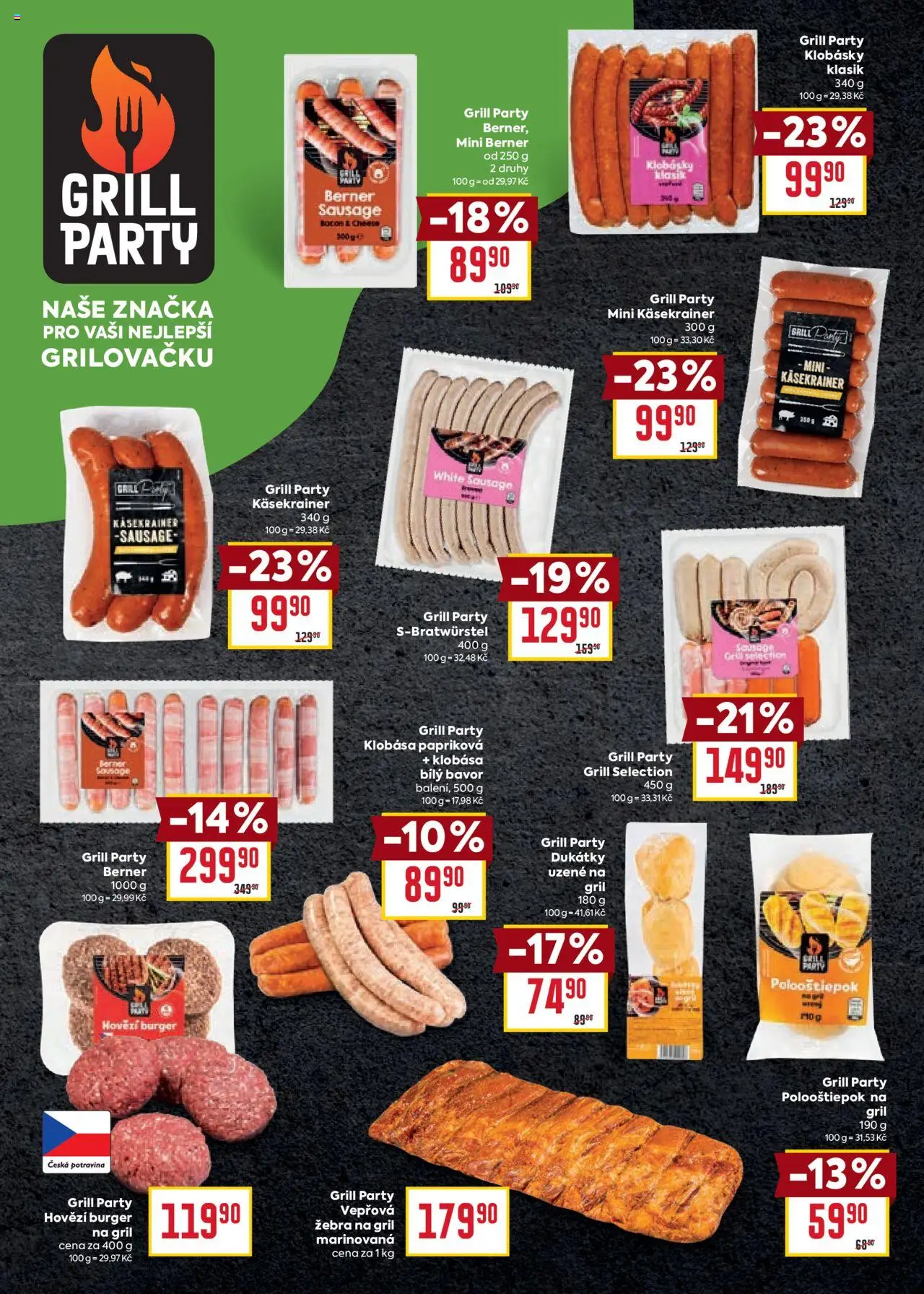 Billa leták - Léto plné grilování od 30.07.2025 | Strana: 4 | Produkty: Klobása, Hovězí burger, Gril, Polooštiěpok