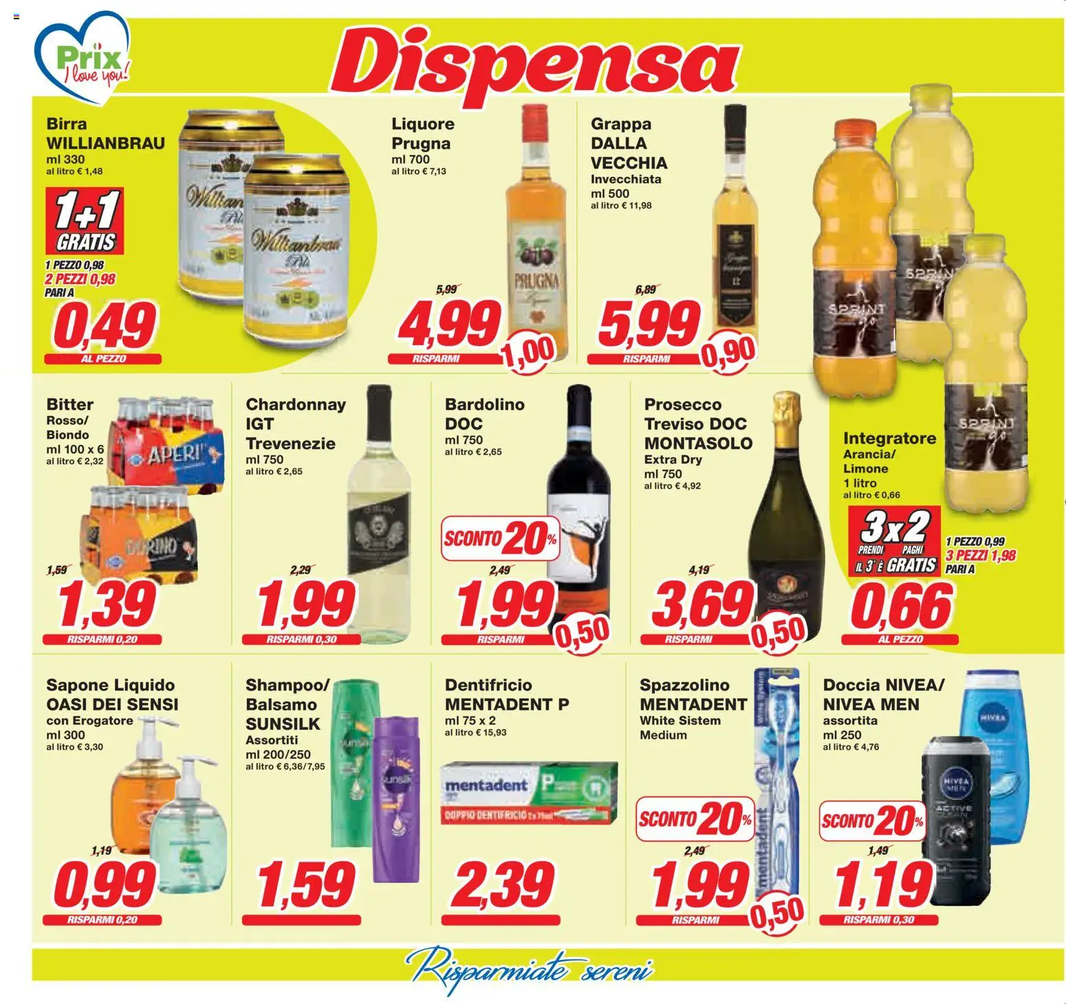 Volantino Prix del 16.03.2026 | Pagina: 26 | Prodotti: Dentifricio, Birra, Limone, Liquore