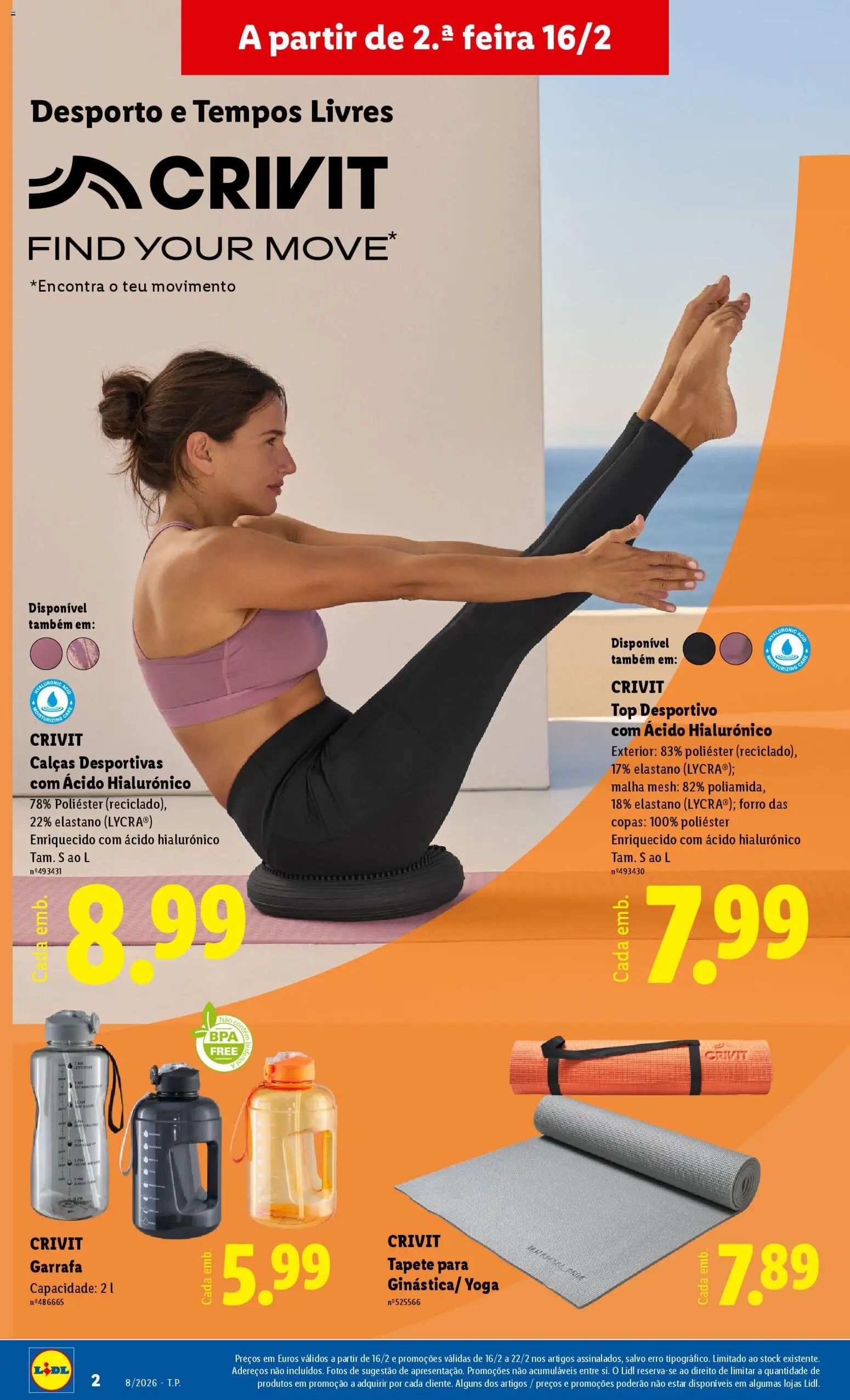 Lidl Novidades │ válido de 16.02.2026 | Página: 2 | Produtos: Top, Calças, Tapete