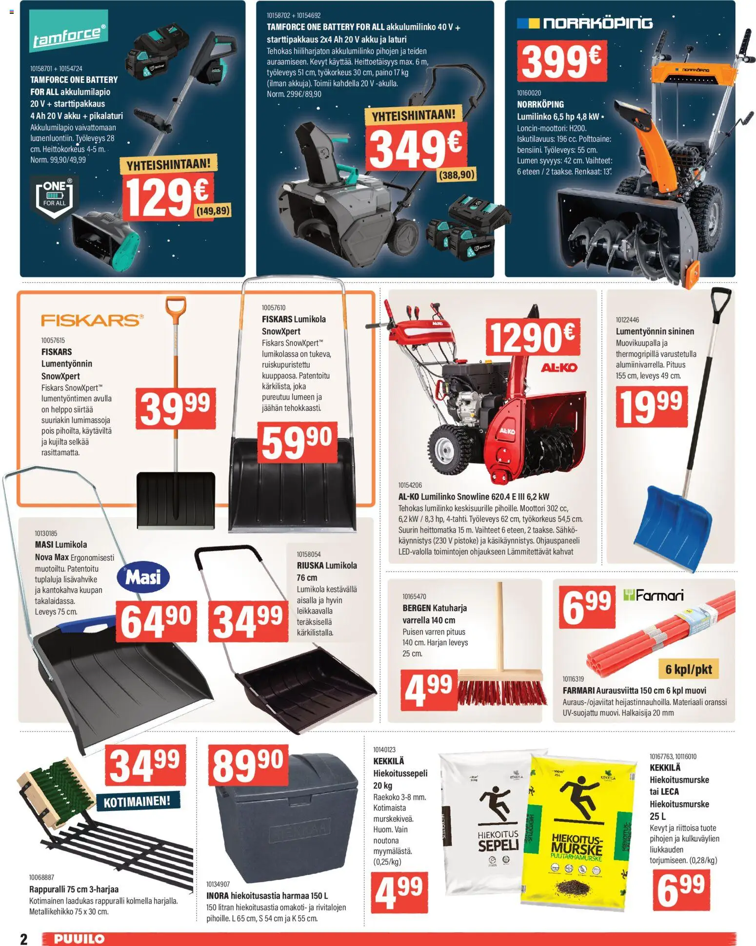 Puuilo tarjoukset – voimassa 10.11.2025 alkaen | Sivu: 2 | Tuotteet: Lumilinko, Kantokahva, Akku, Pistoke