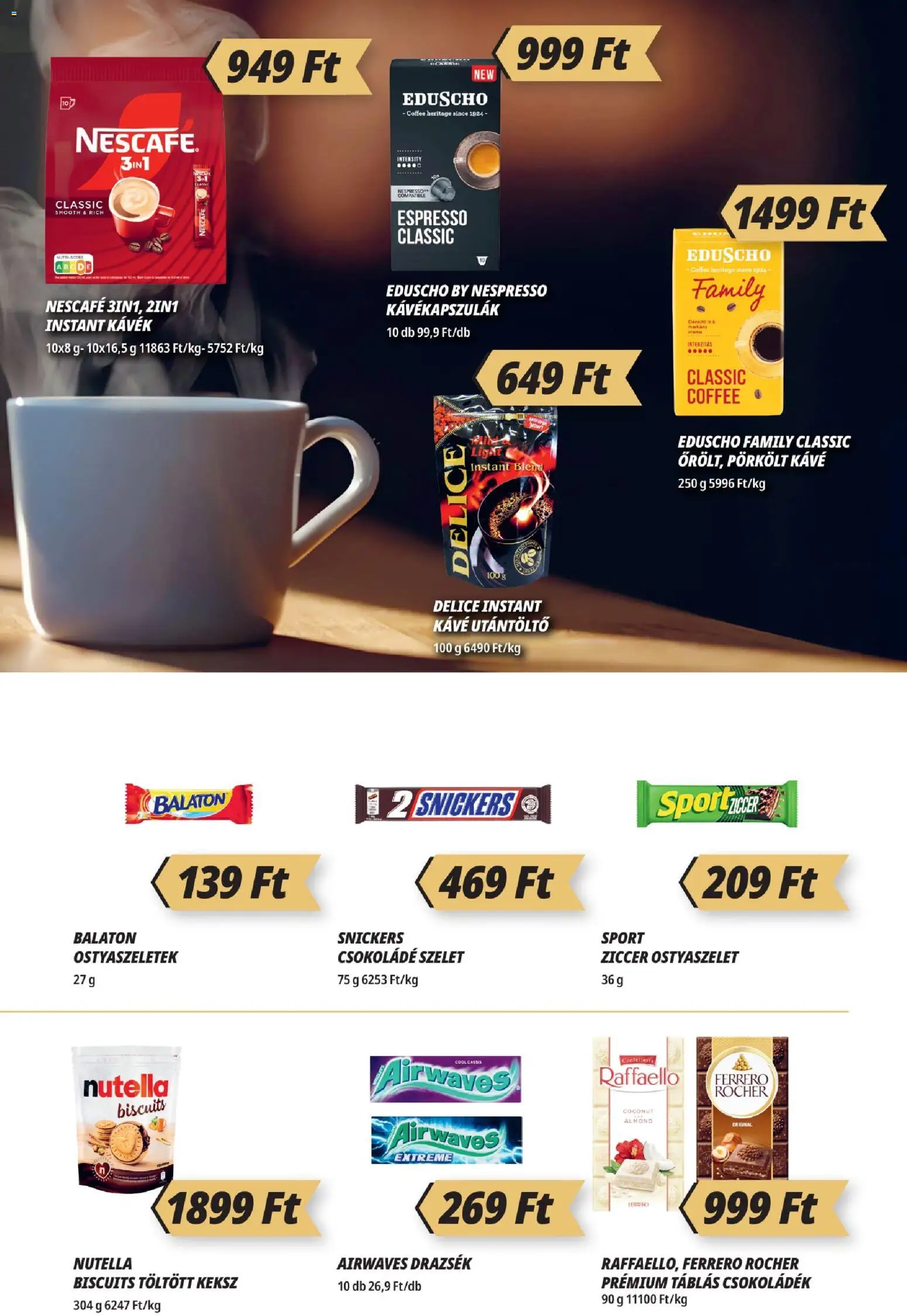 CBA Príma akciós ujság - amely érvényes a következő dátumtól: 15.01.2026 | Oldal: 8 | Termékek: Raffaello, Ostyaszelet, Nutella, Instant kávé