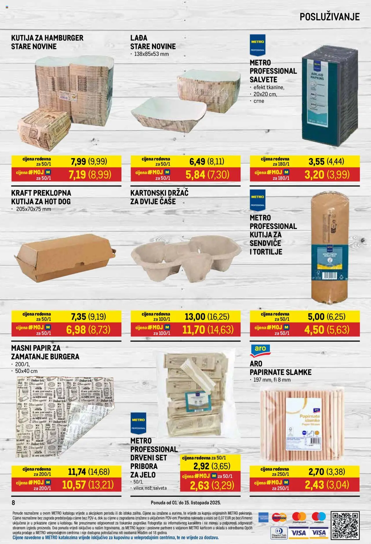 Metro katalog | vrijedi od 01.10.2025 | Stranica: 8 | Proizvodi: Kutija, Salvete, Hamburger, Tortilje