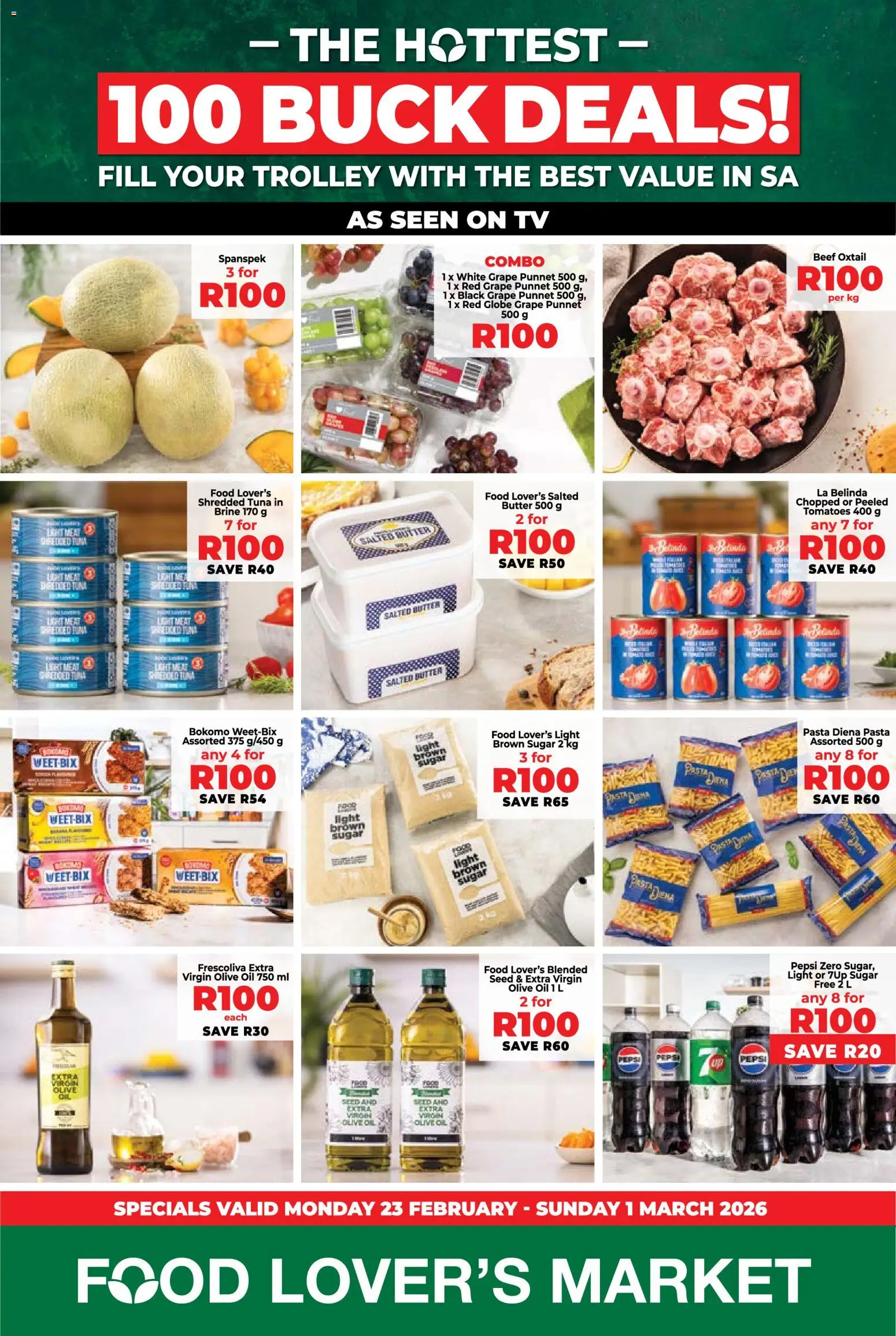 New Food Lover's Market catalogue – valid from 23.02.2026 | Page: 1 | Products: TV, Butter, Beef, Sugar