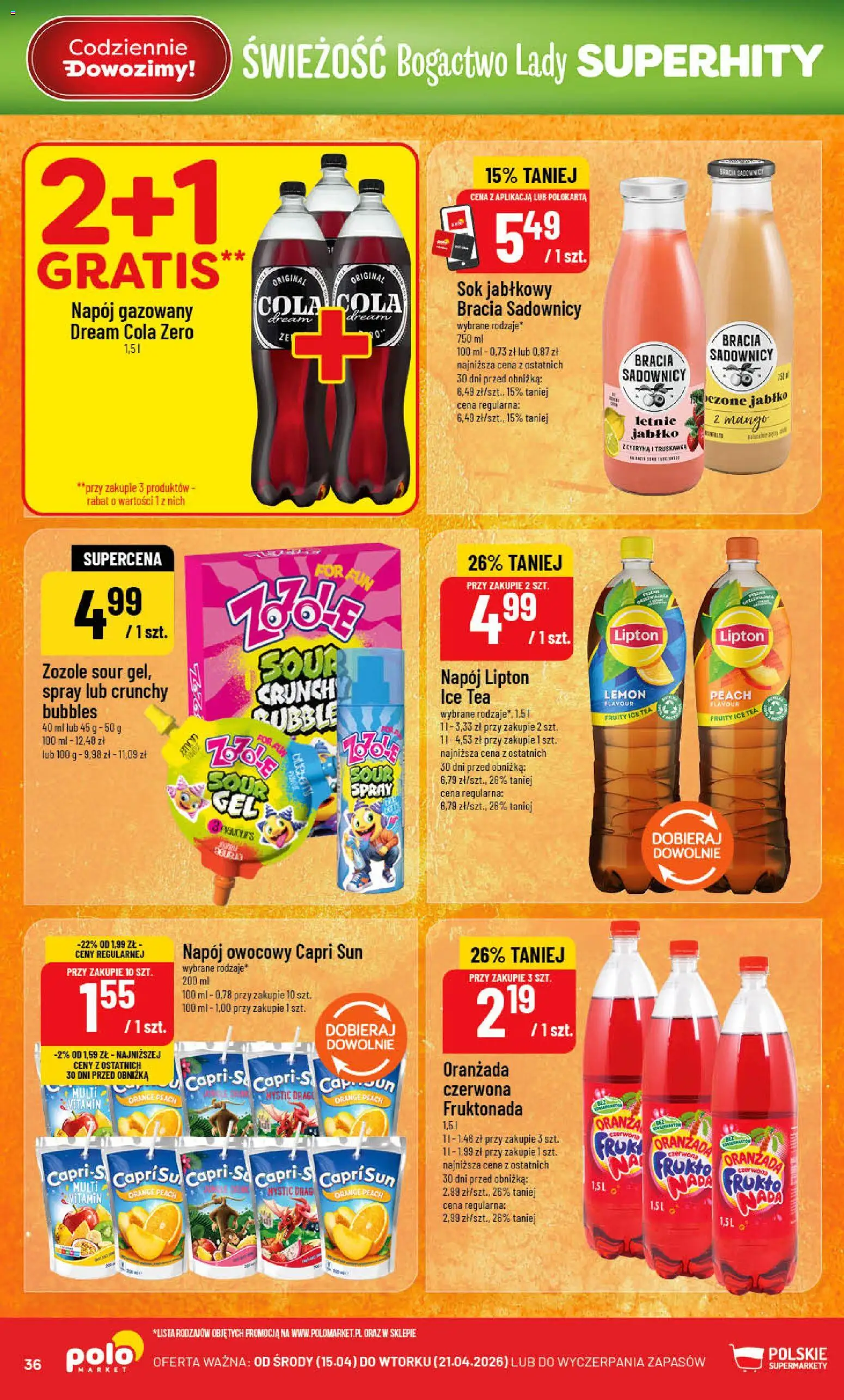 POLOmarket gazetka od 15.04.2026 | Strona: 36 | Produkty: Mango, Ice Tea, Sok jabłkowy, Sok