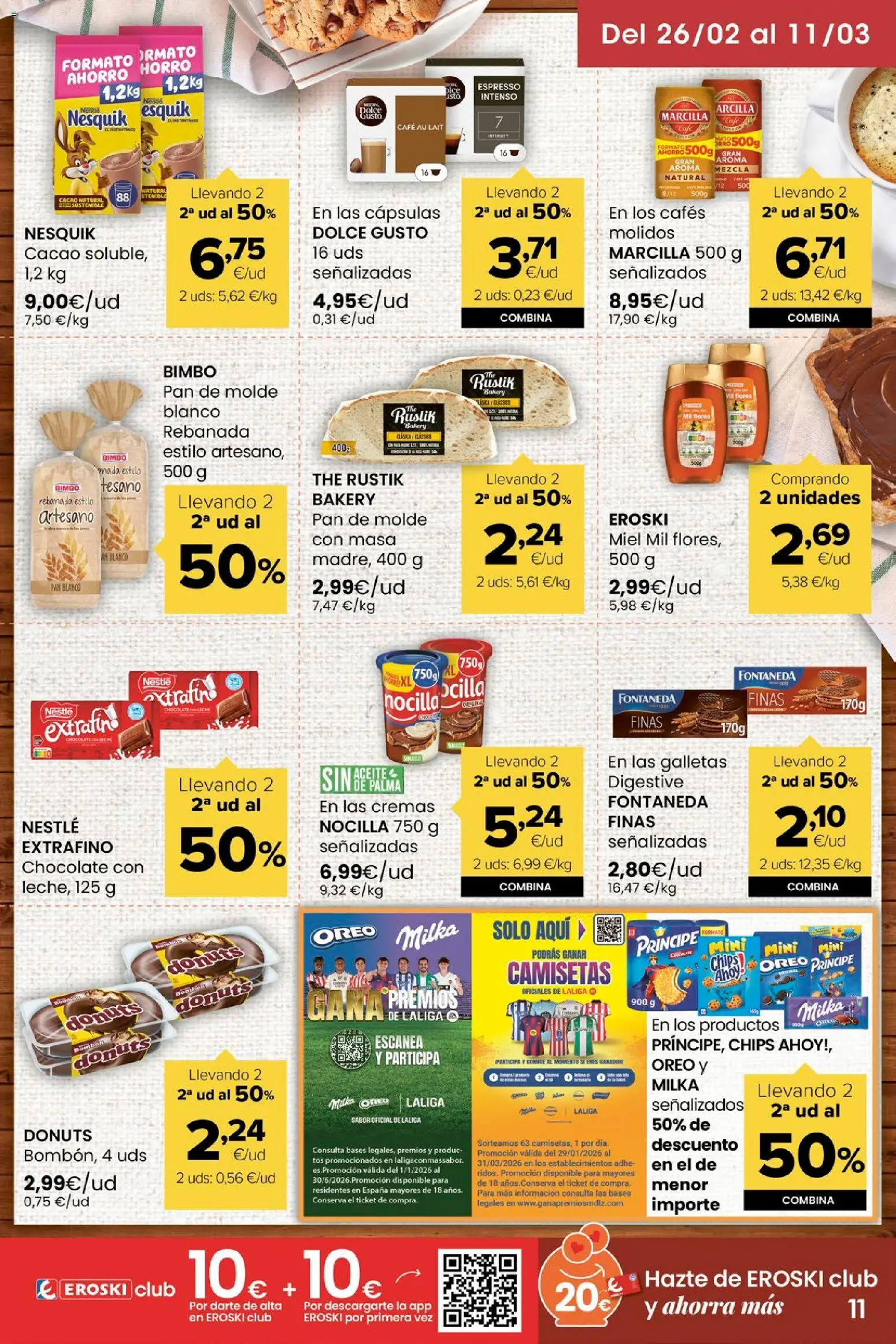 Eroski folleto │ válido desde el 26.02.2026 | Página: 11 | Productos: Ψηφιακή κάμερα, Café, Chocolate, Donuts