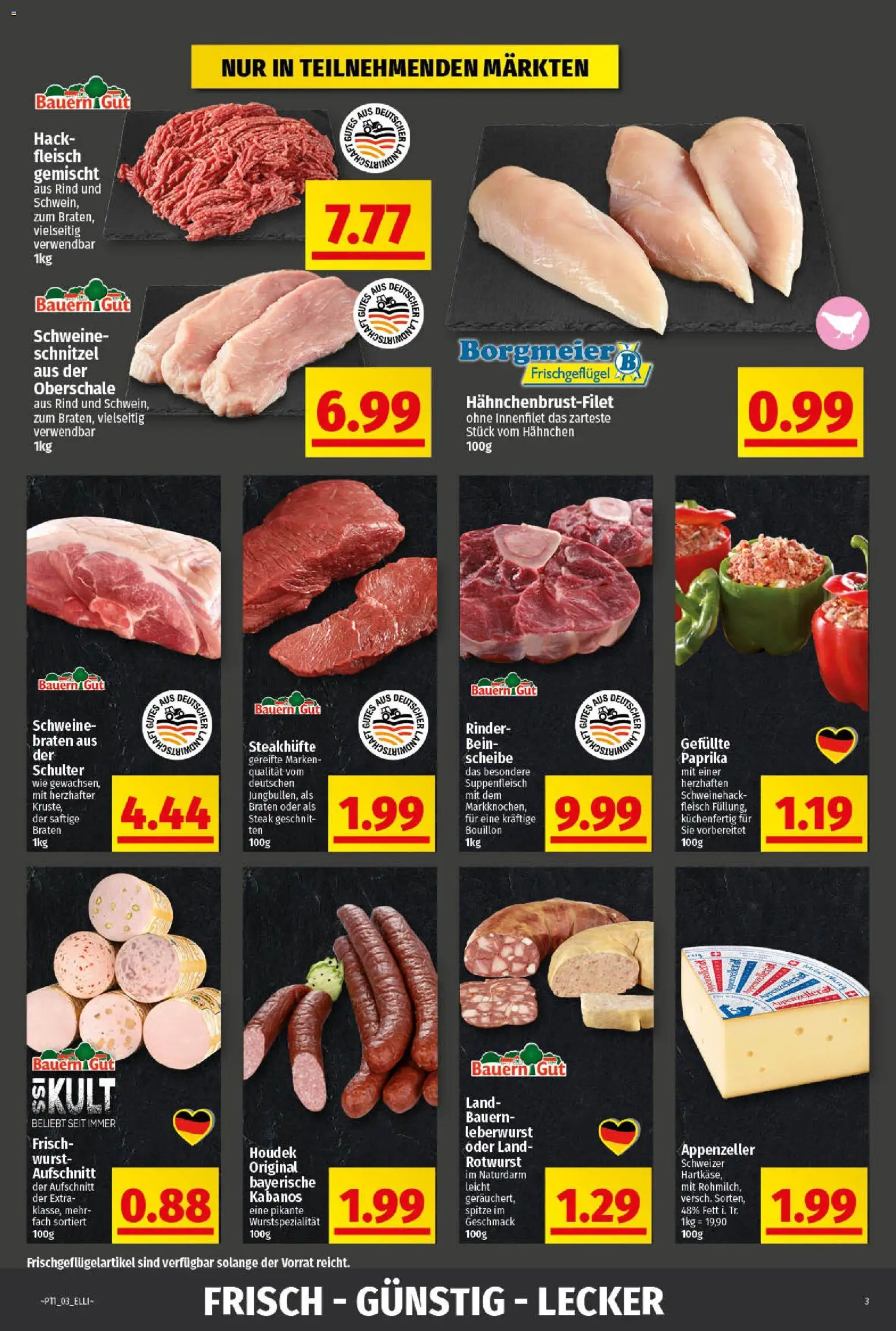 Elli Markt - Broschüre – gültig ab 09.03.2026 | Seite: 3 | Produkte: Paprika, Suppenfleisch, Wurst, Steak