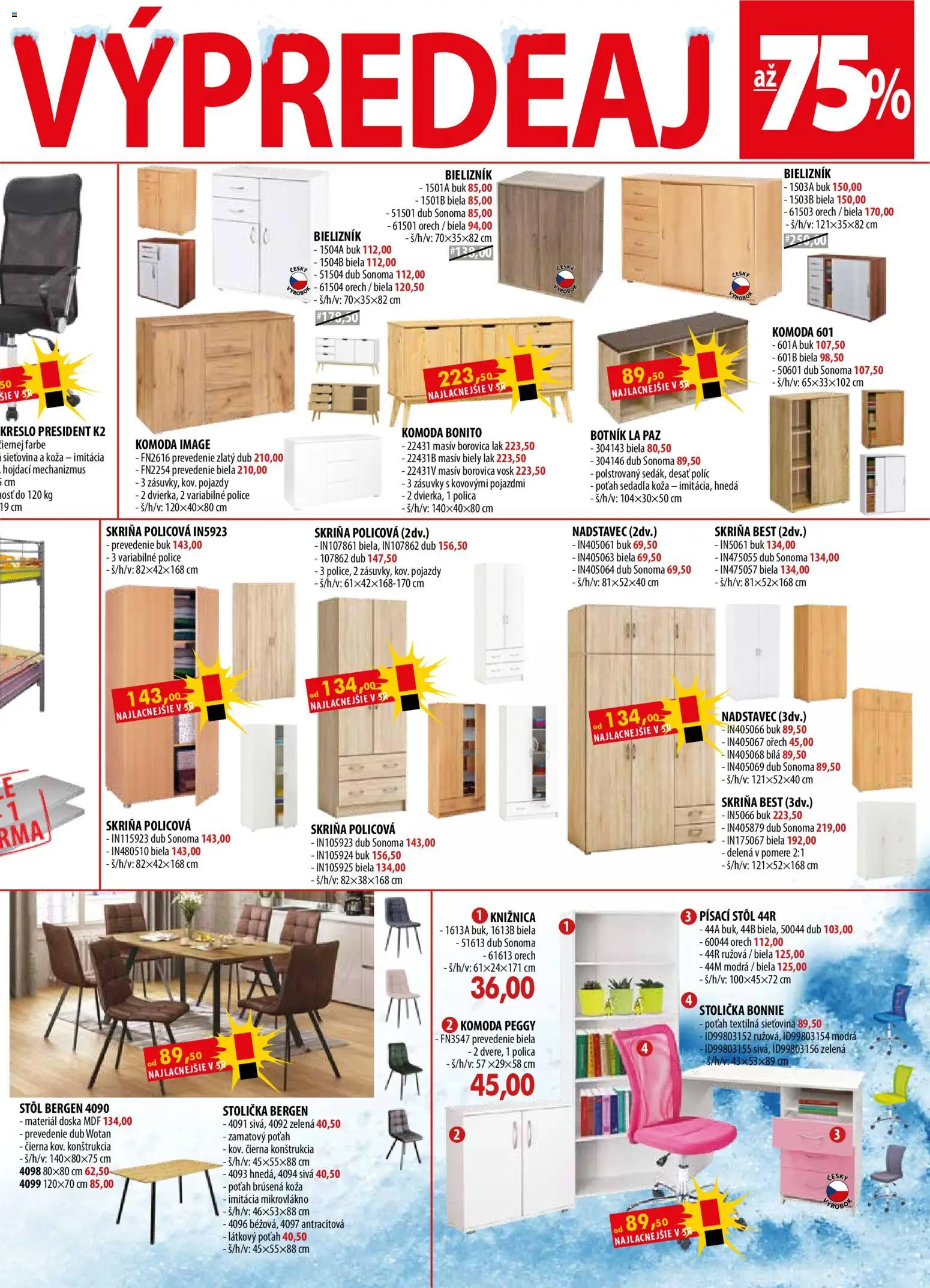 Nové IDEA nábytok akcie – leták je platný od 01.01.2026 | Strana: 3 | Produkty: Skriňa, Stôl, Botník, Knižnica