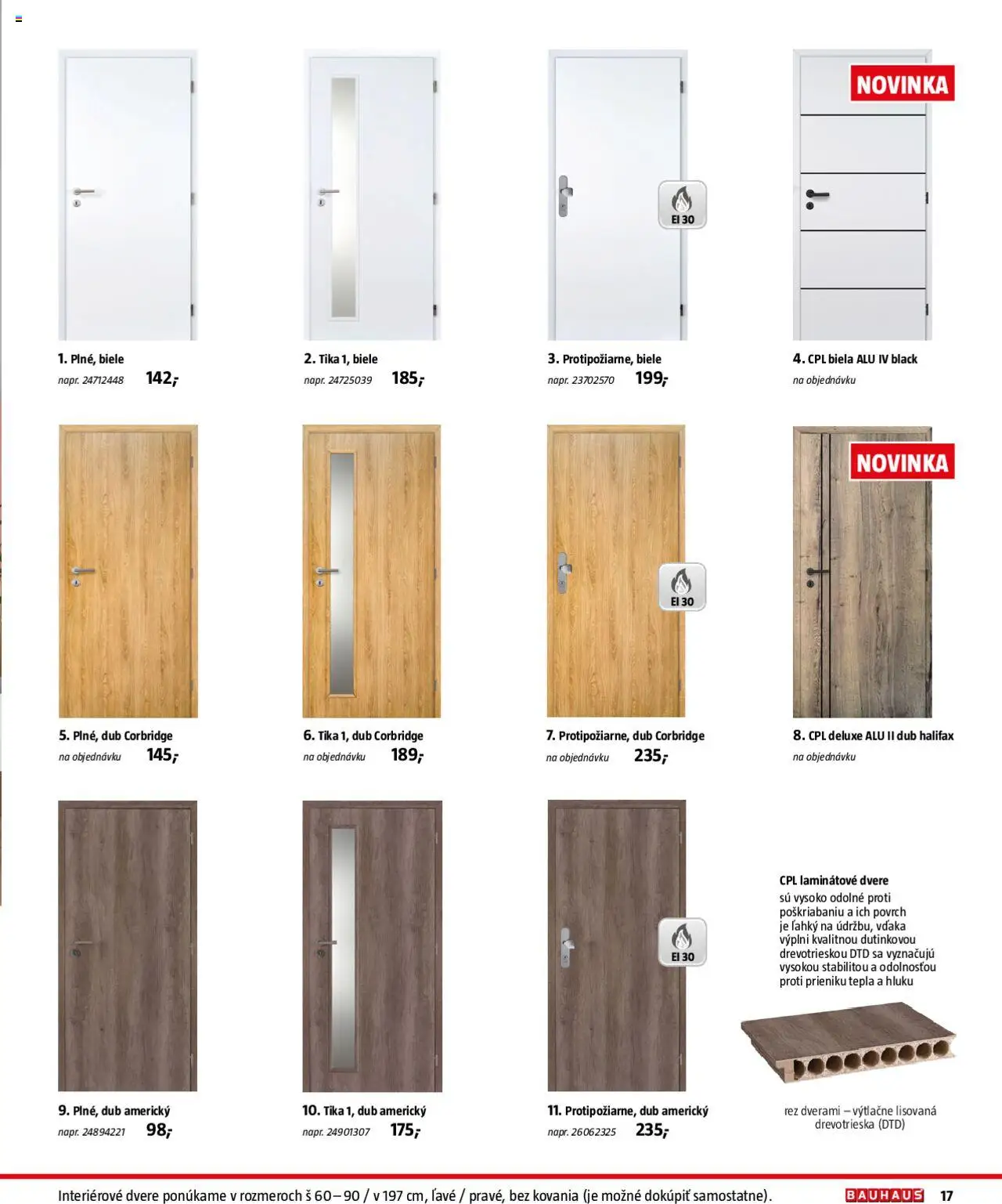 Nové Bauhaus akcie – leták je platný od 08.09.2025 | Strana: 17 | Produkty: Dvere, Interiérové dvere