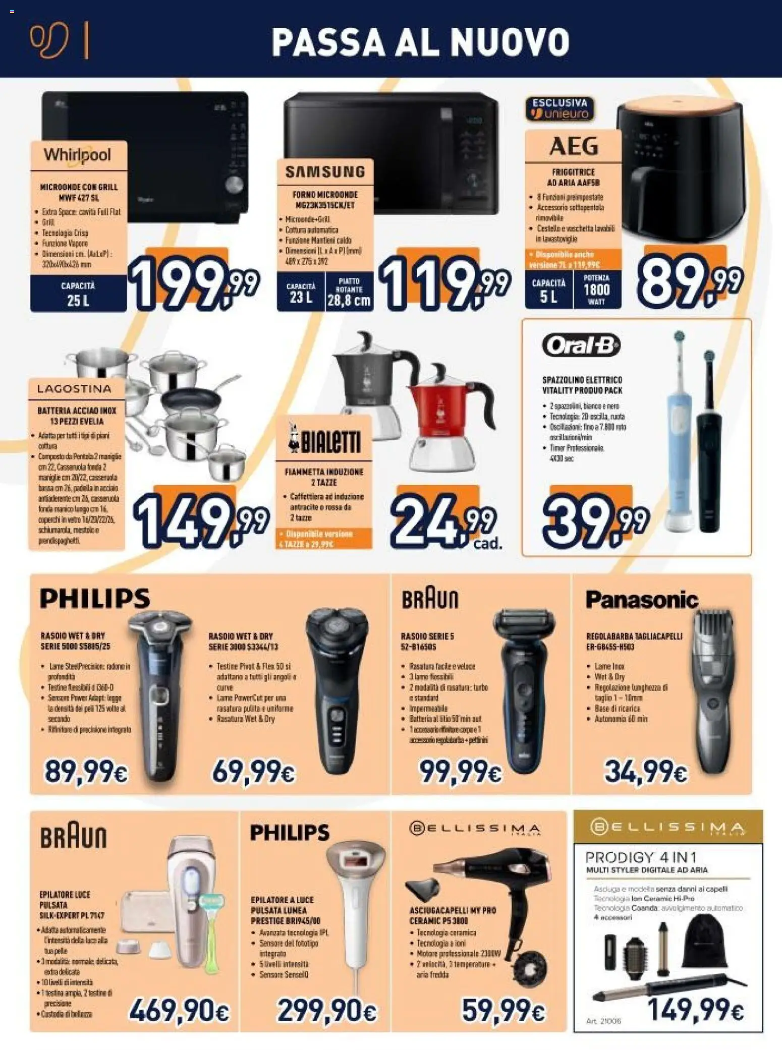 Volantino Unieuro del 20.03.2026 | Pagina: 32 | Prodotti: Microonde, Rasoio, Padella, Samsung