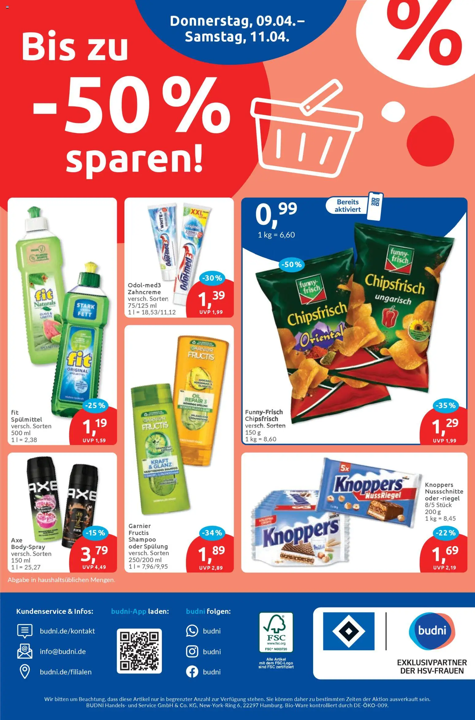 Budni Prospekt – gültig ab 07.04.2026 | Seite: 8 | Produkte: Shampoo, Spülung, Limette, Knoppers