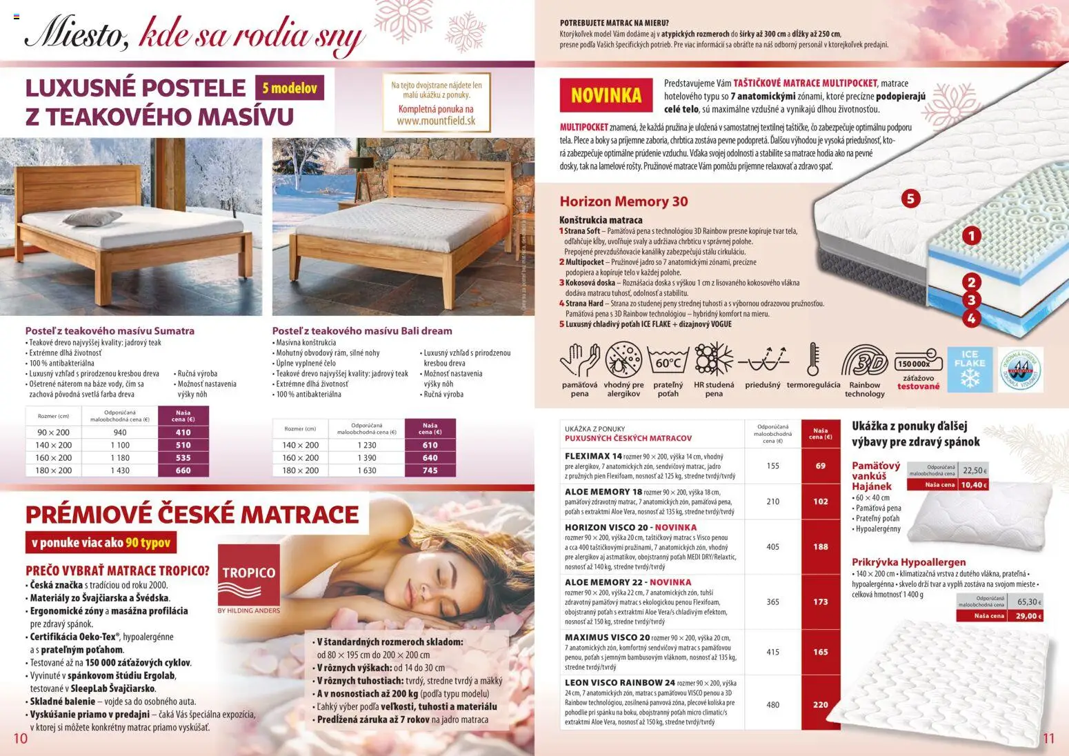 Nové Mountfield akcie – leták je platný od 24.11.2025 | Strana: 6 | Produkty: Matrace, Matrac, Postele, Vankúš